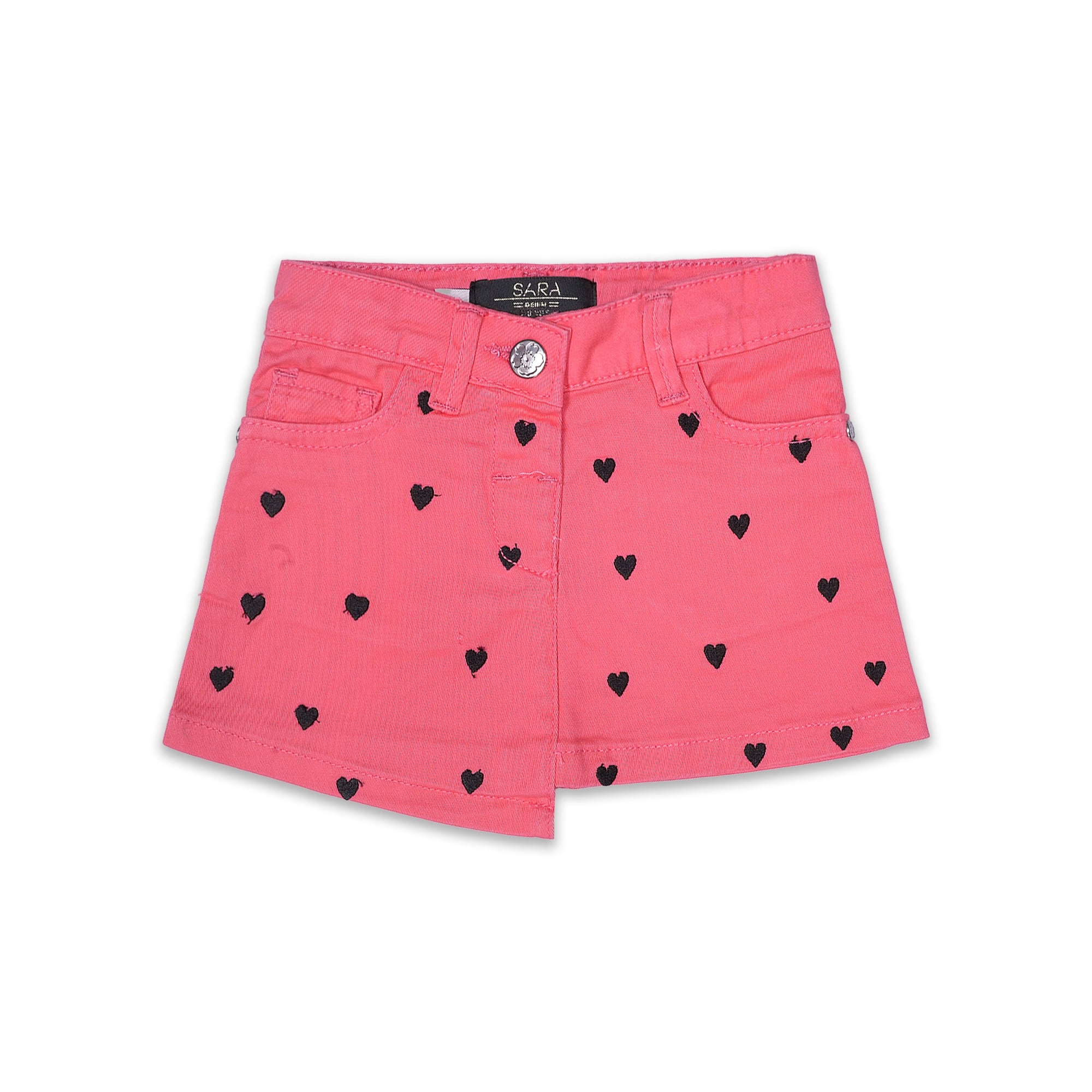 Stunning Girls' Peach Heart Print Skirt