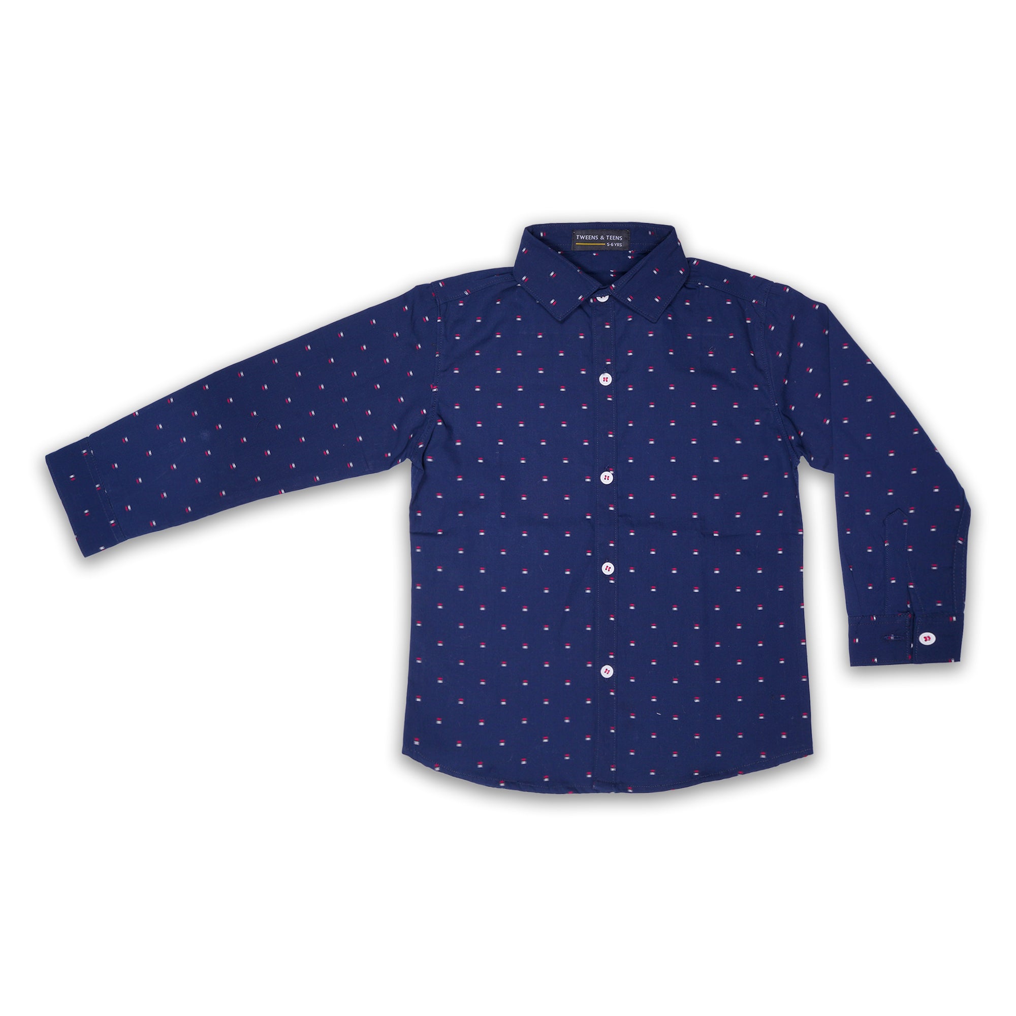 TWEEN A TEEN Boys' Navy Slim Fit Print Casual Shirt