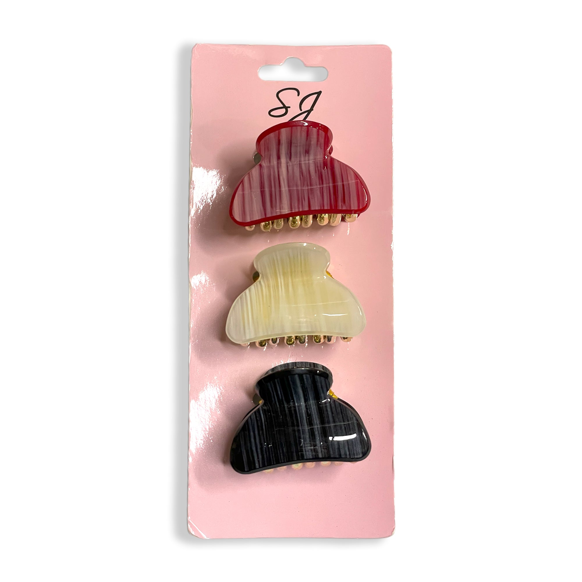 Set of Three Small Striped Claw Hair Clips