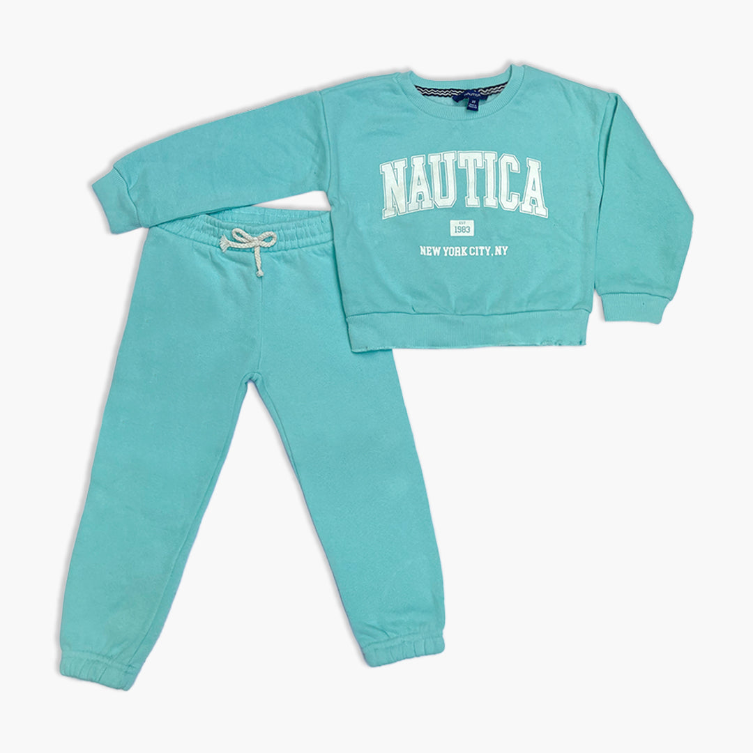 Nautica Kids' Light Blue Pullover Sweatshirt & Jogger Tracksuit Set | EST 1983 New York City