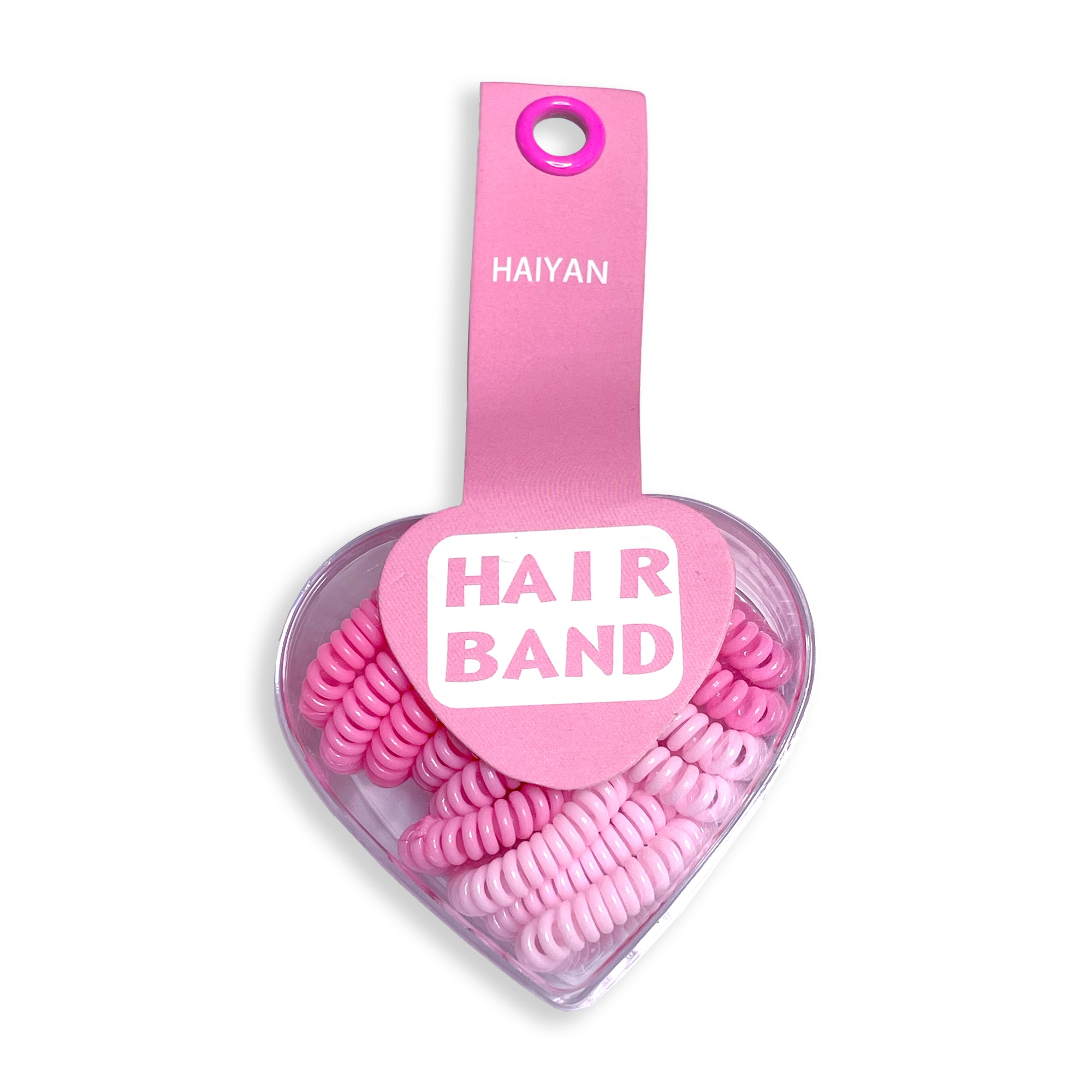 HAIYAN Pink Coil Hair Tie Set in Heart-Shaped Case