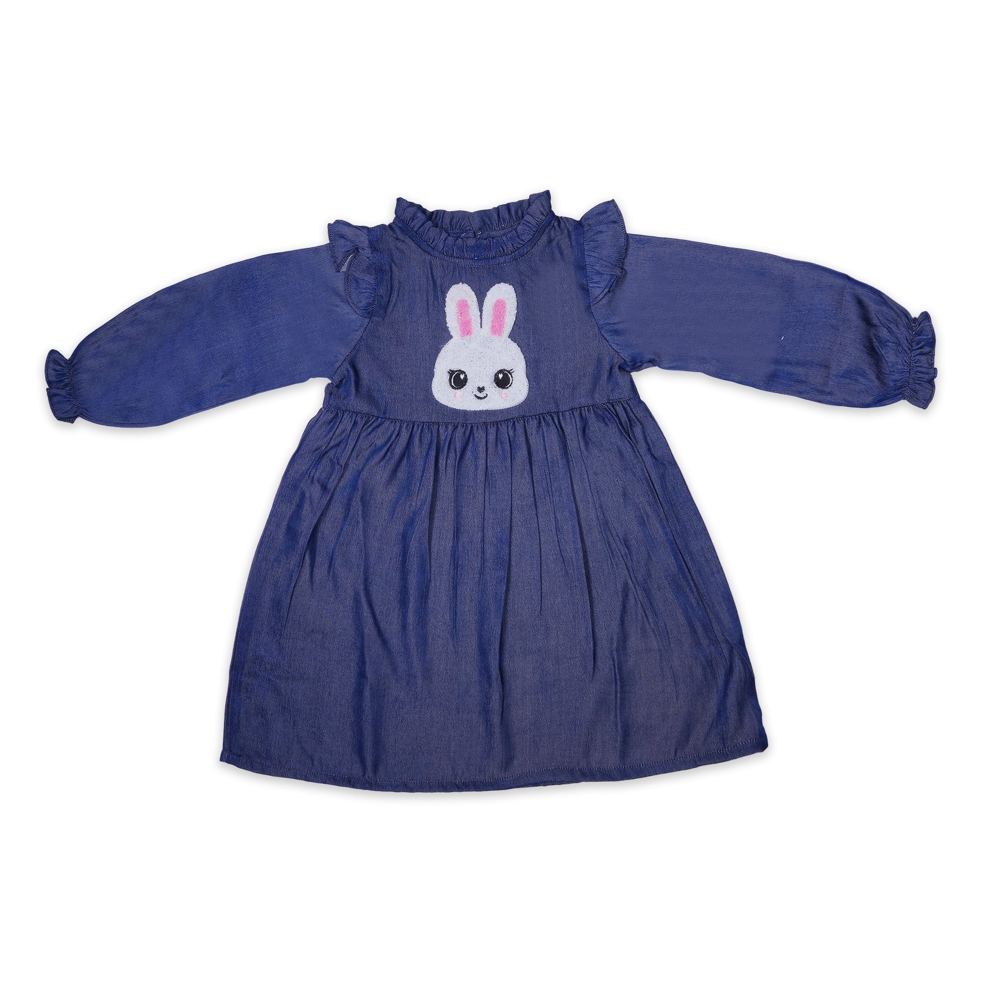 Baby Girls' Blue Bunny Appliqué Frock