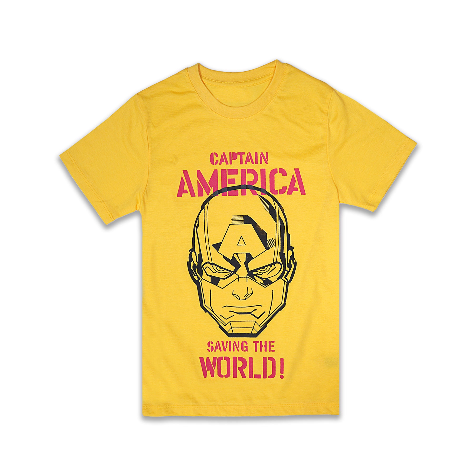 Captain America Boys' Yellow "Saving the World!" Graphic T-Shirt