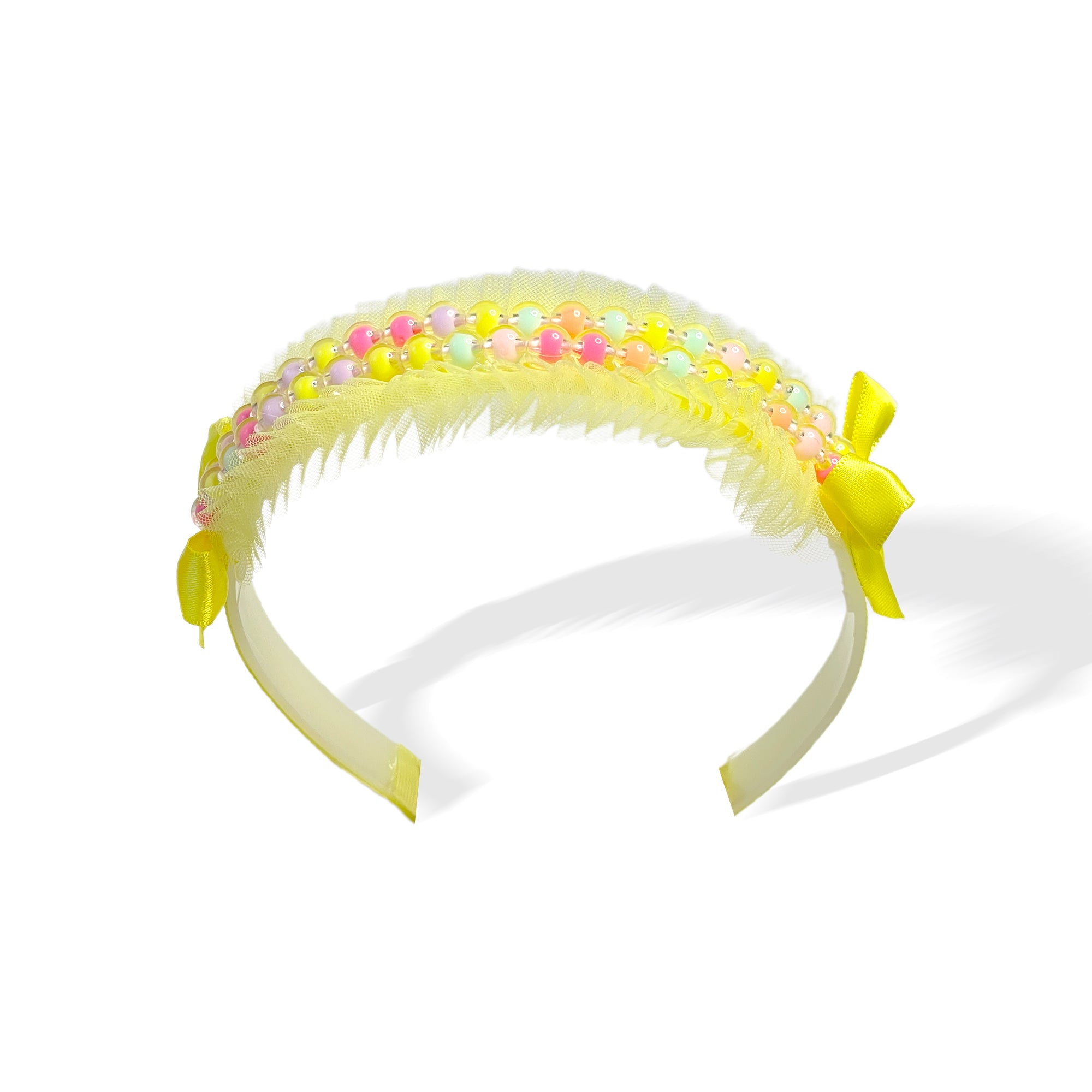 Lemon Sorbet Pearl & Feather Hairband