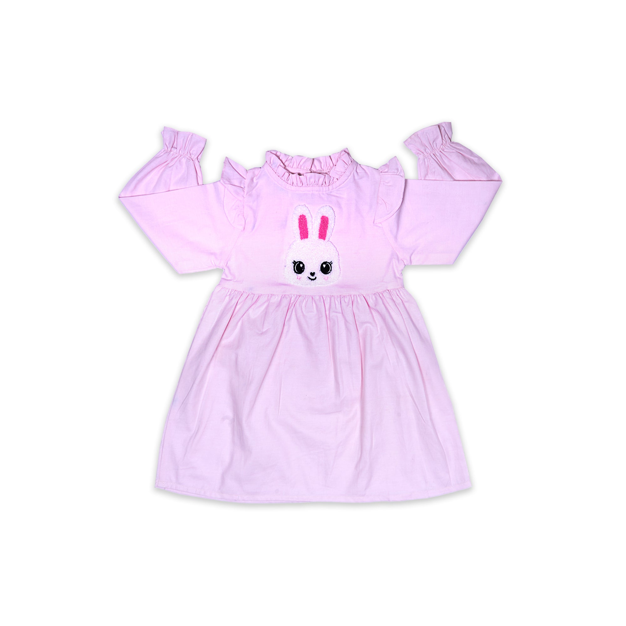 Baby Girls' Pink Bunny Appliqué Frock