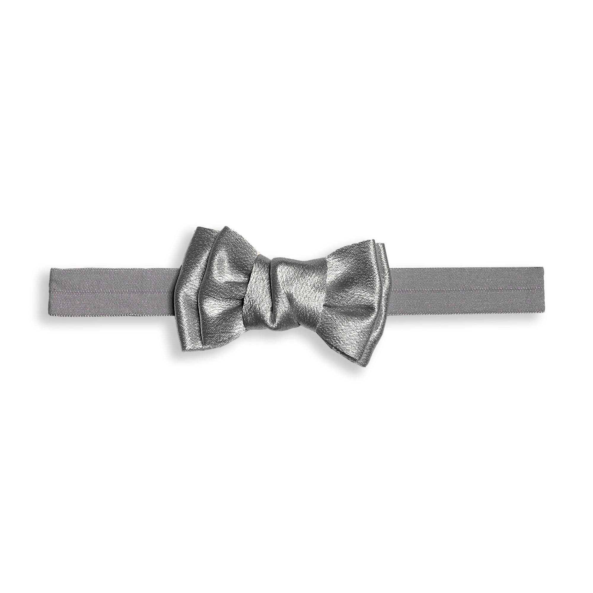 Silver Shimmer Ribbed Baby Headband with Bow