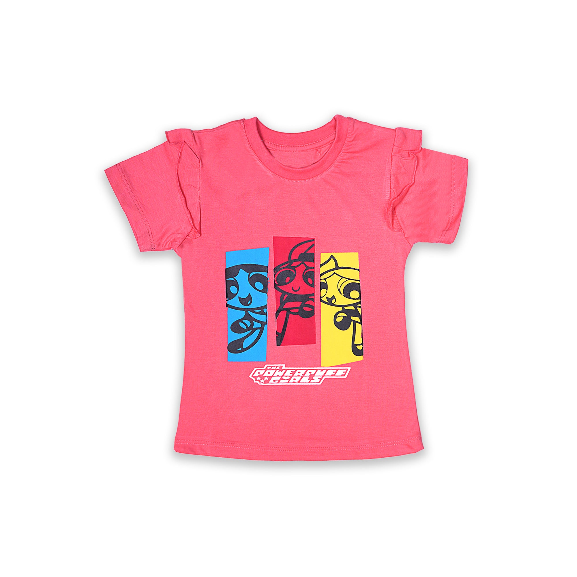 Powerpuff Girls Girls' Pink Graphic T-Shirt with Ruffled Sleeves