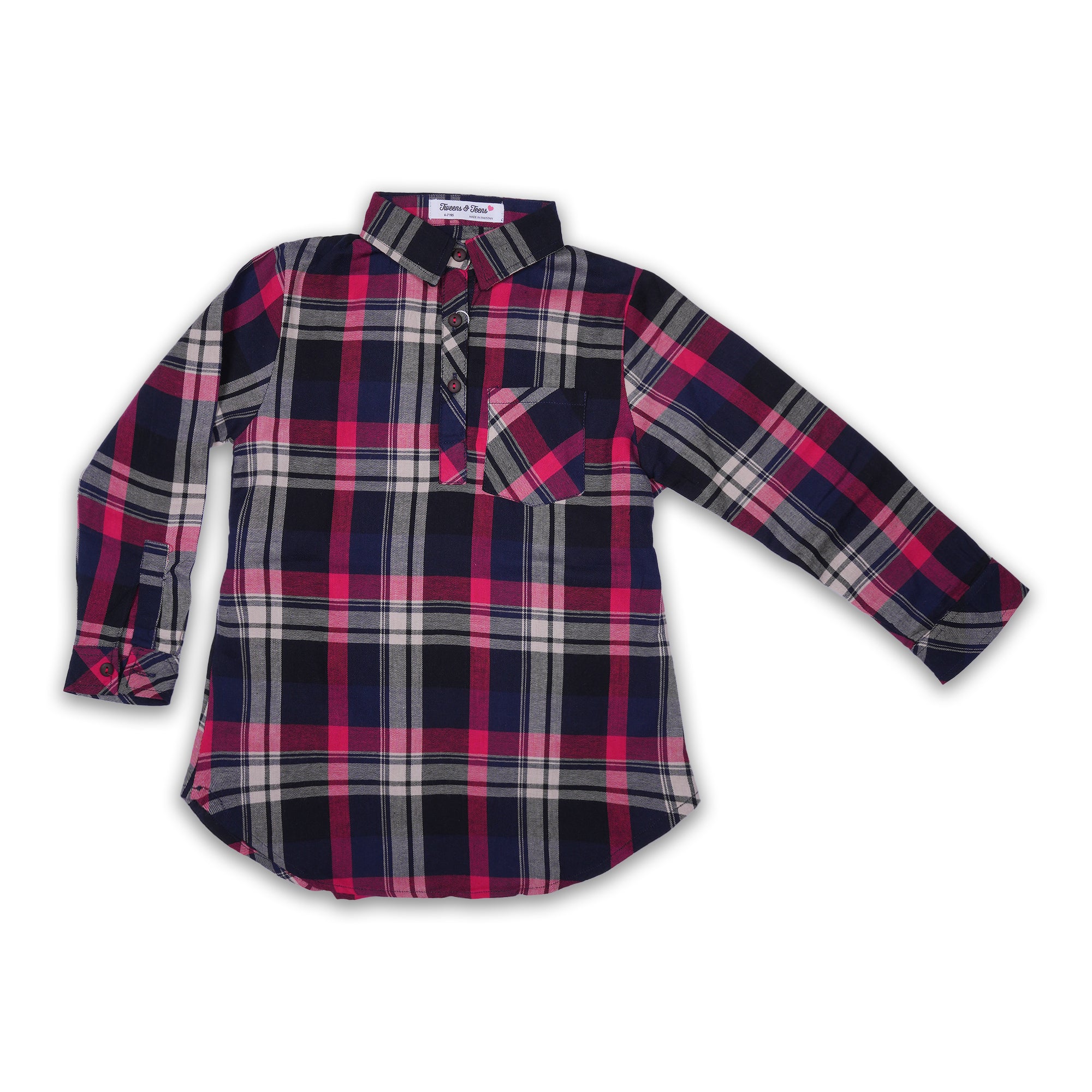 TWEEN A TEEN Flannel Plaid Tunic Shirt