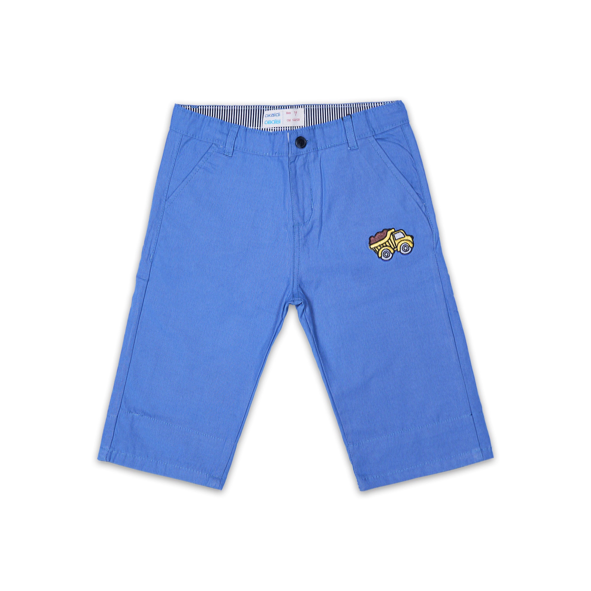 JuniorArm Boys' Blue Shorts with Truck Appliqué