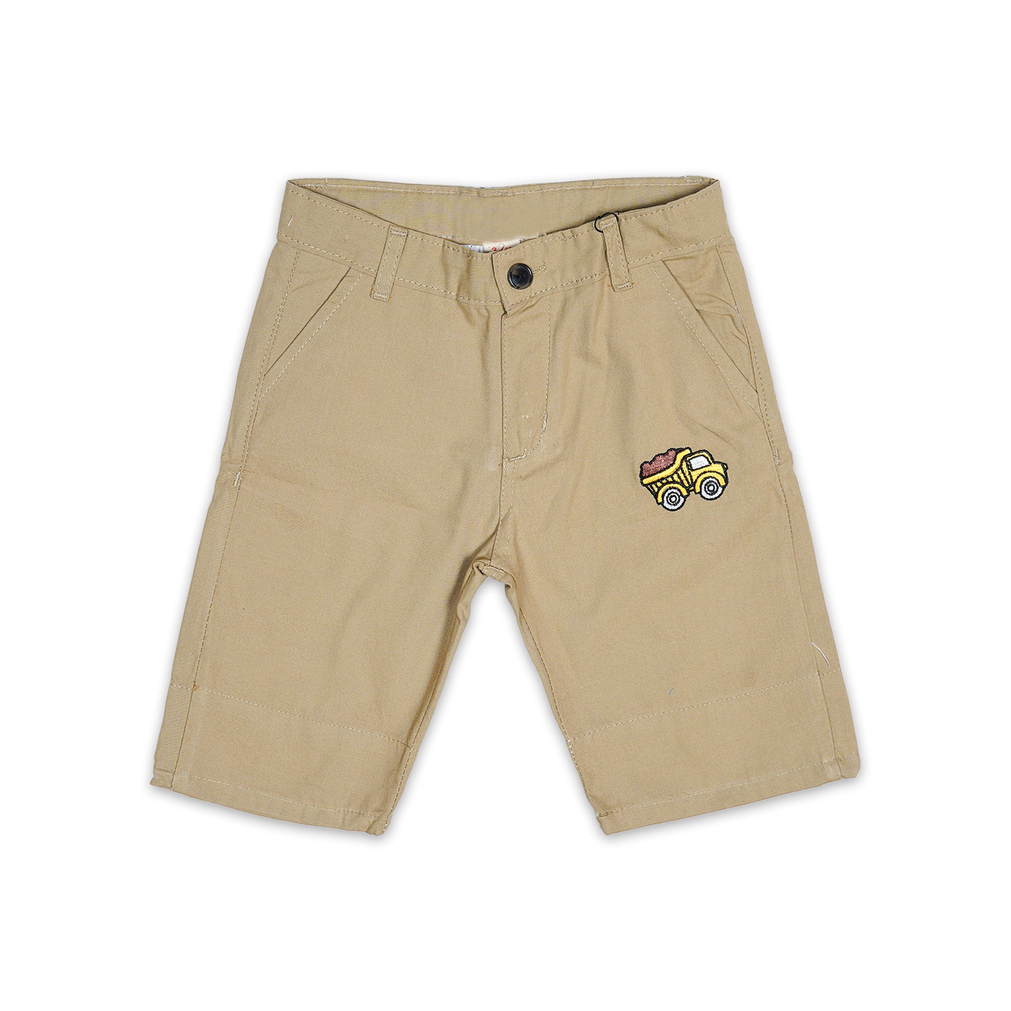 JuniorArm Boys' Khaki Shorts with Truck Appliqué