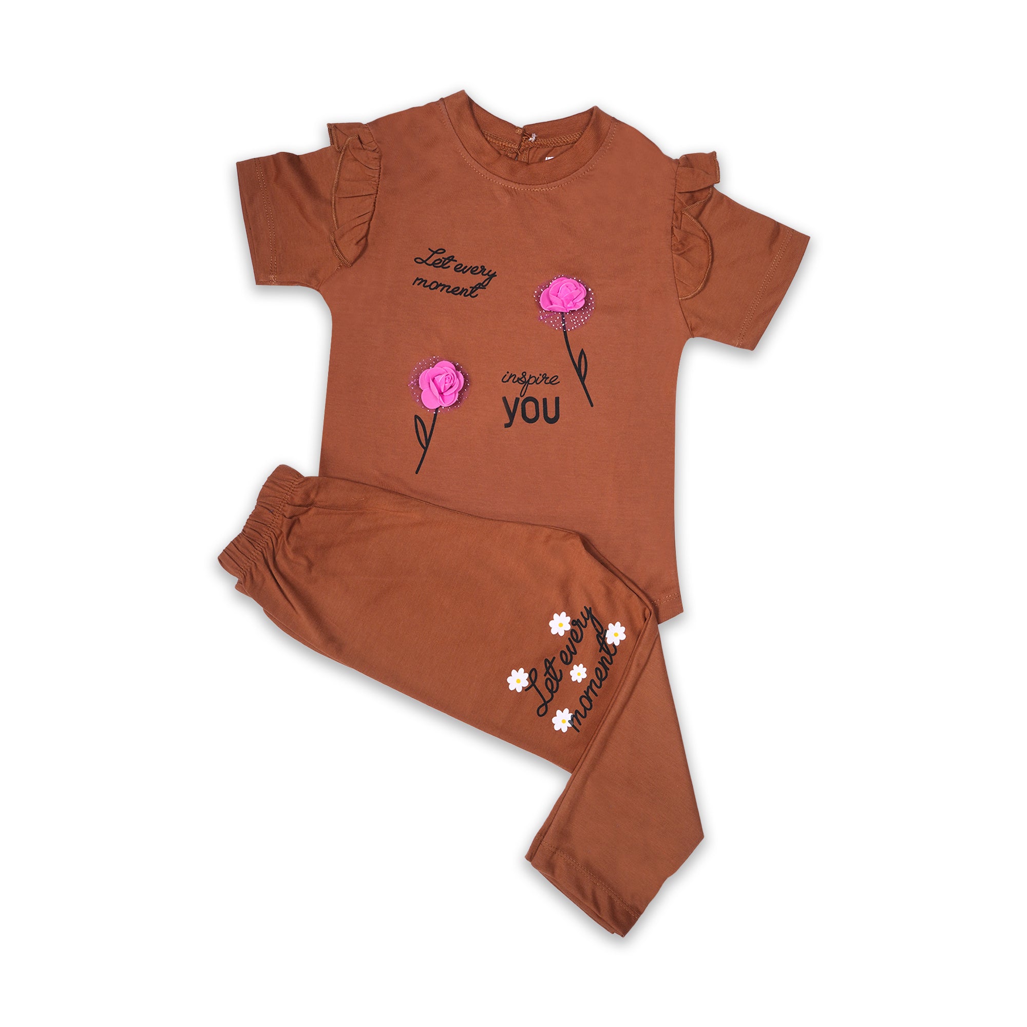 Kjunction Girls' Brown Inspirational 2-Piece Set