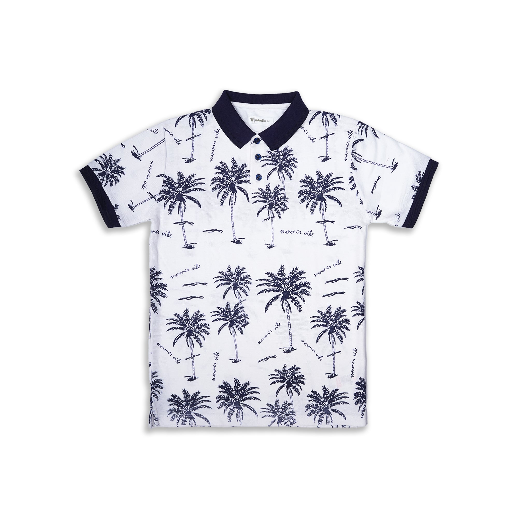 Status Quo Boys' White Palm Print Polo T-Shirt