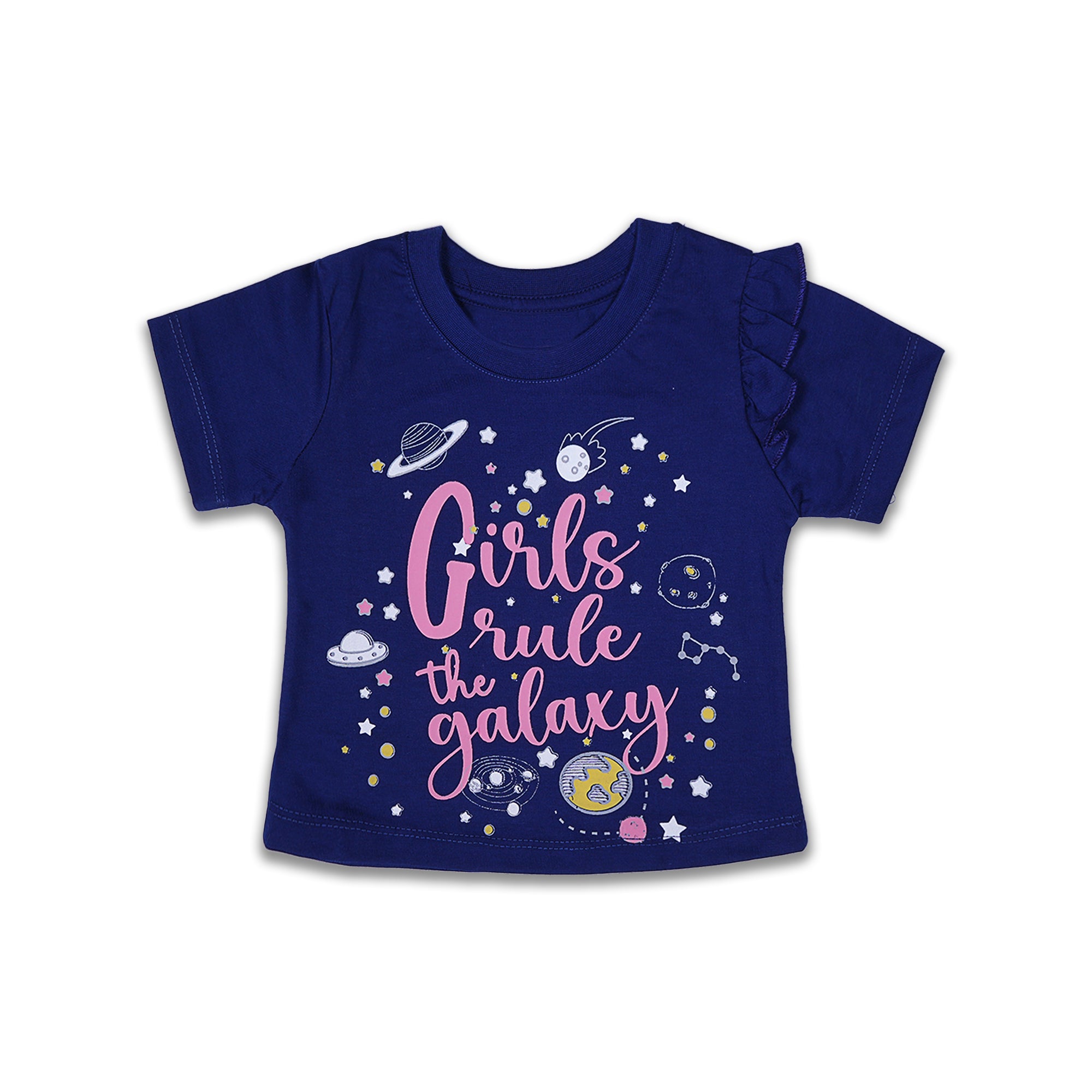 Kjunction Girls' Navy "Girls Rule the Galaxy" Graphic T-Shirt