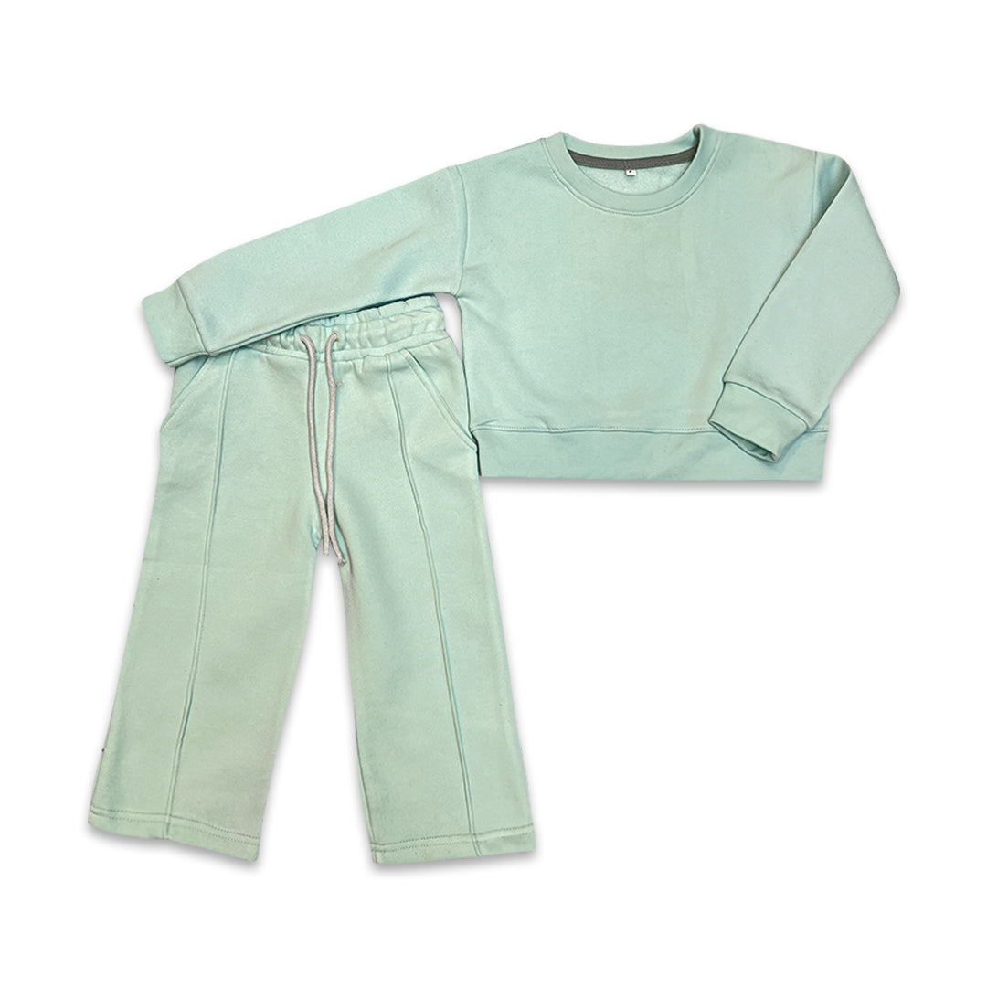 Sky blue Branded Fleece Crewneck Sweatshirt and flare trouser