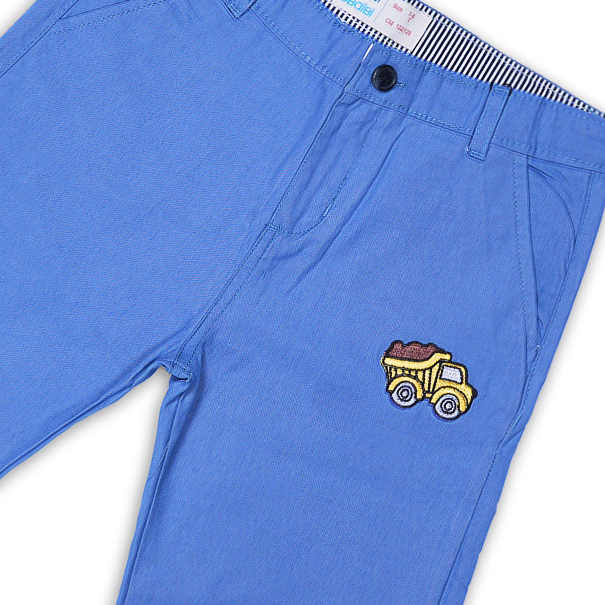 JuniorArm Boys' Blue Shorts with Truck Appliqué
