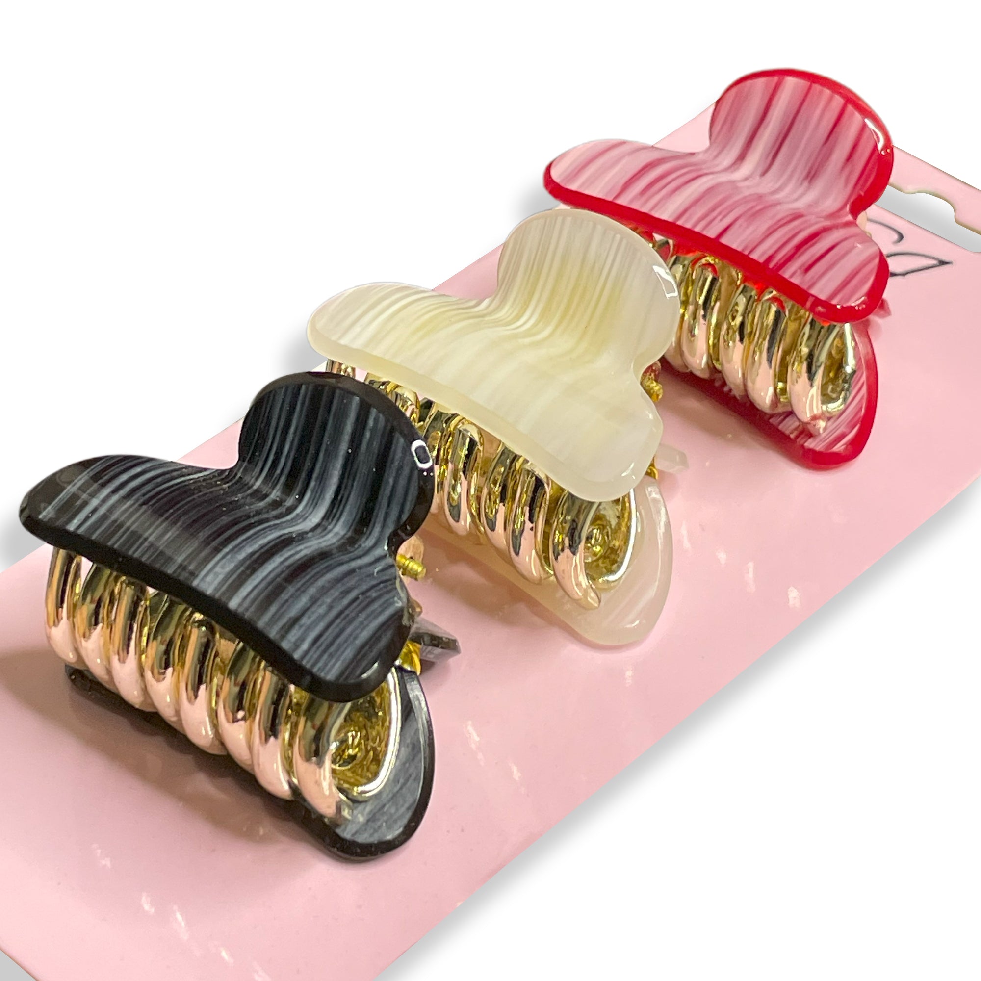 Set of Three Small Striped Claw Hair Clips