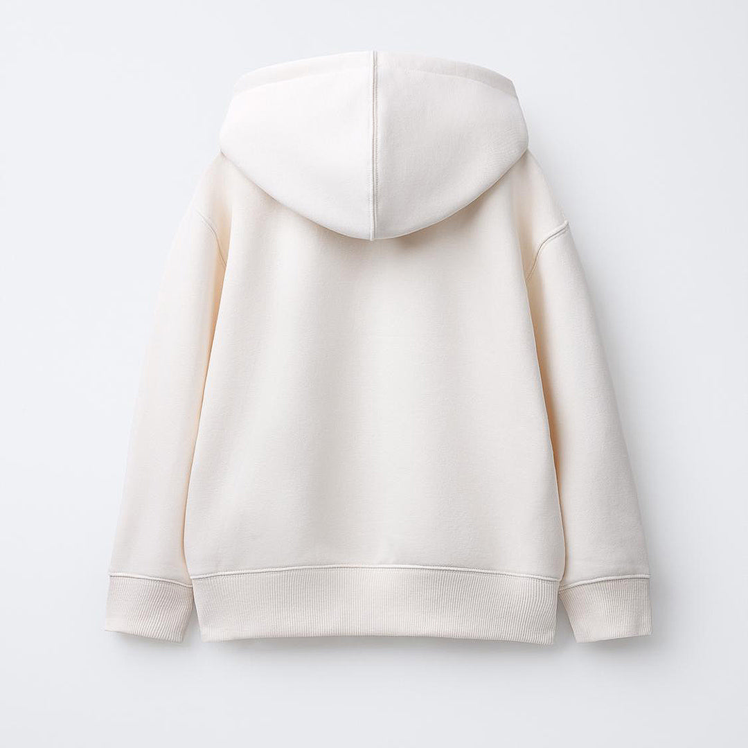 Cozy Oversized Fleece Zip-Up Hoodie in Cream