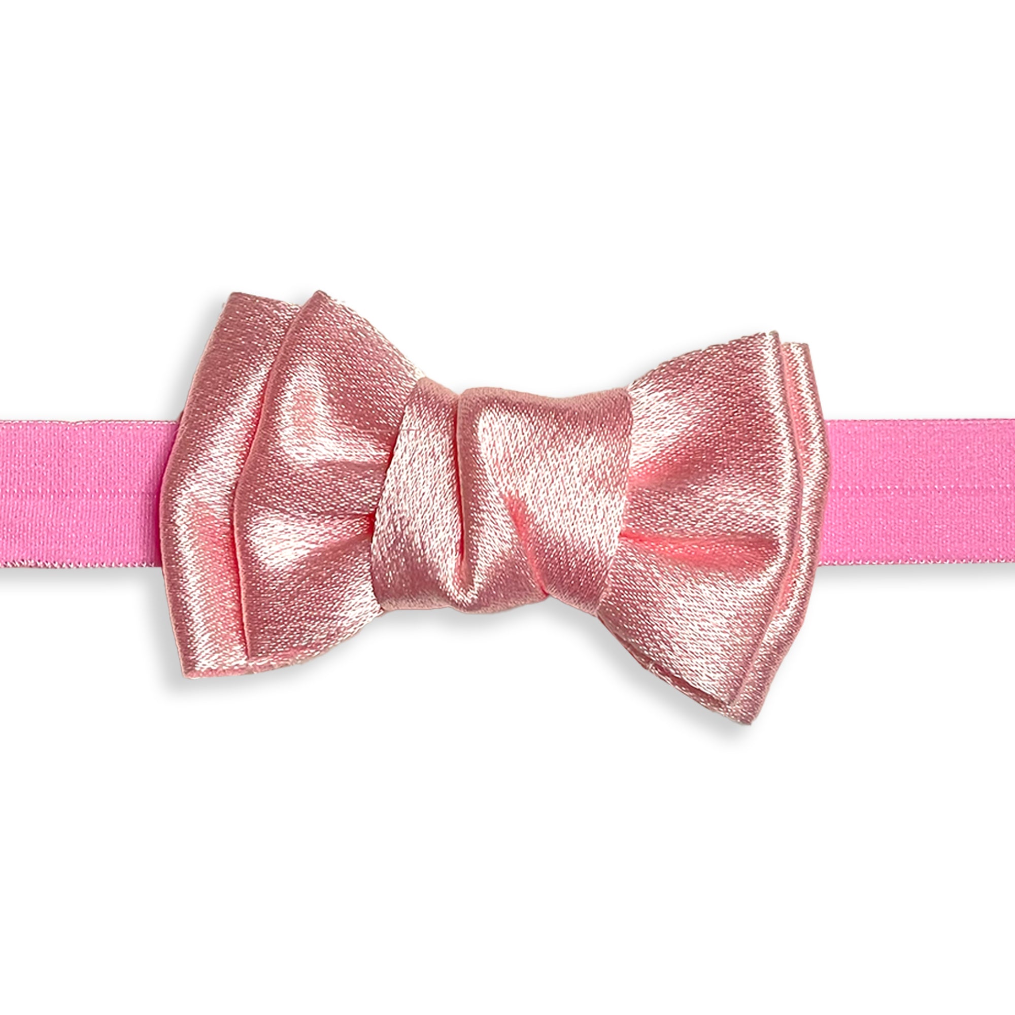 Bright Pink Ribbed Baby Headband with Shimmering Bow