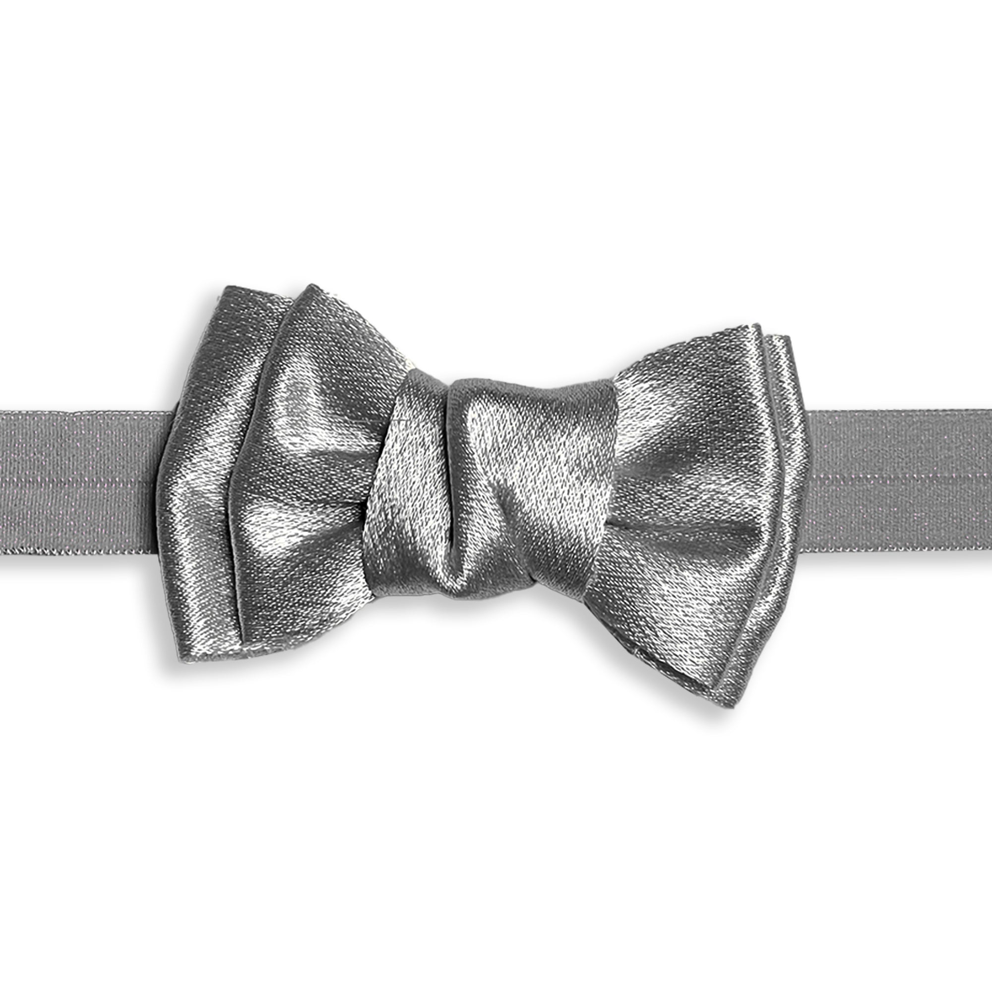 Silver Shimmer Ribbed Baby Headband with Bow