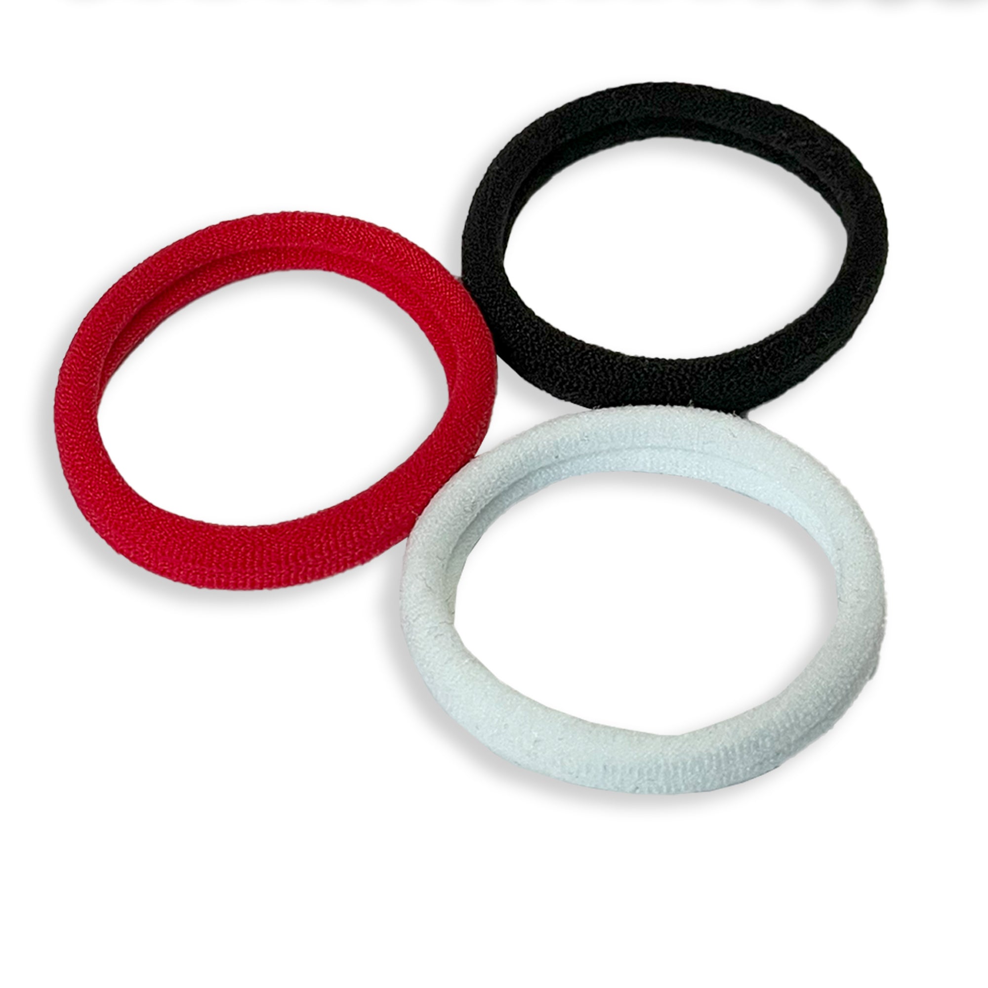 Red, White, and Black Seamless Elastic Hair Tie Set