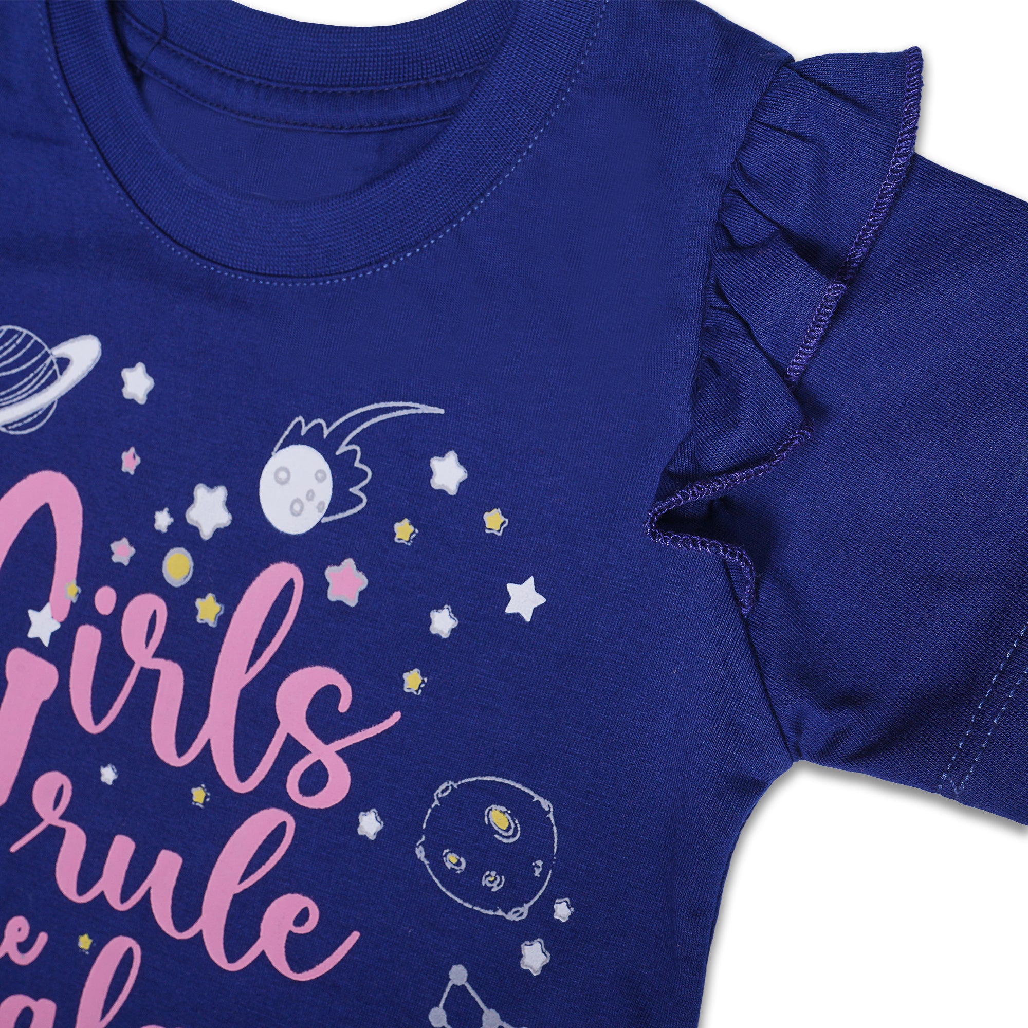 Kjunction Girls' Navy "Girls Rule the Galaxy" Graphic T-Shirt