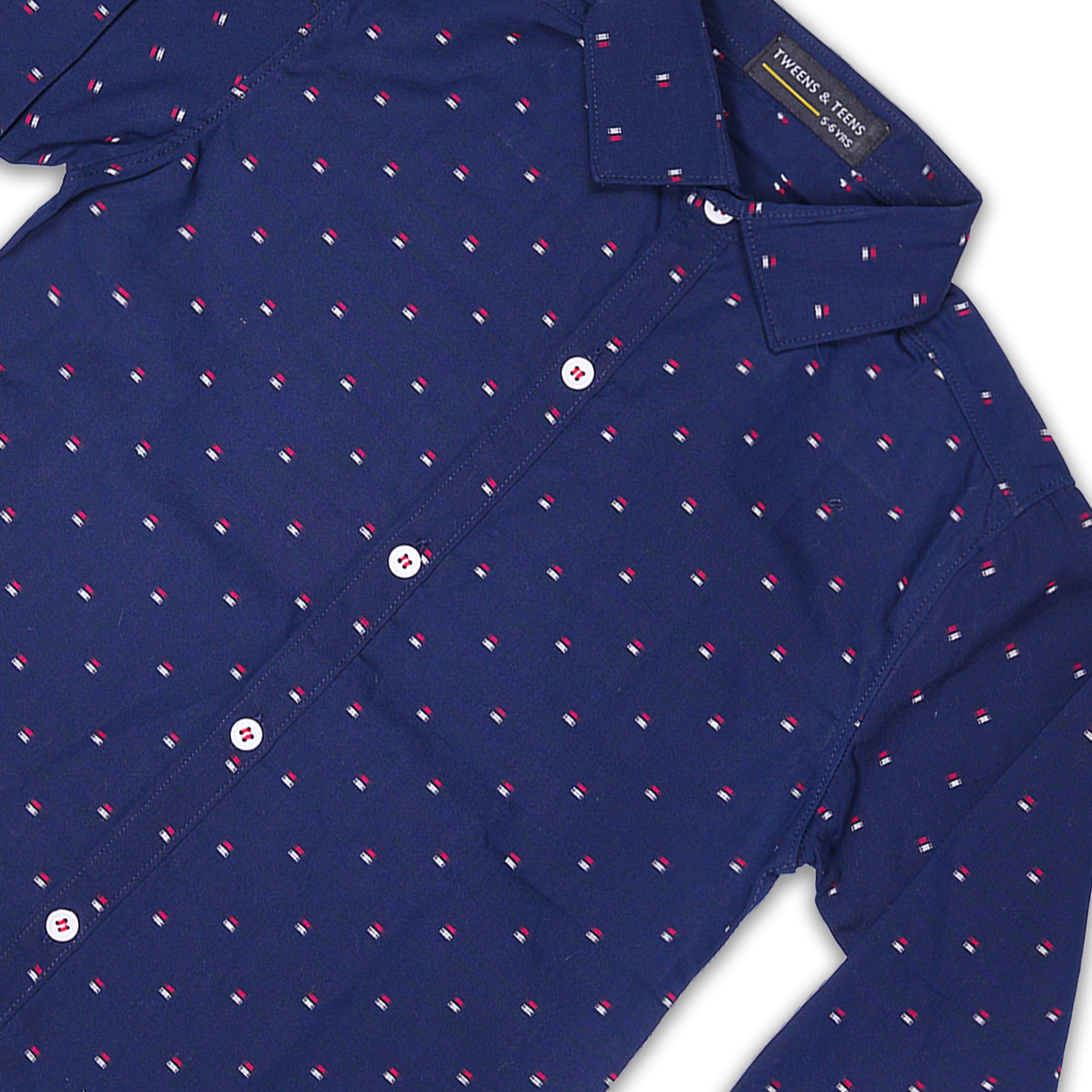 TWEEN A TEEN Boys' Navy Slim Fit Print Casual Shirt