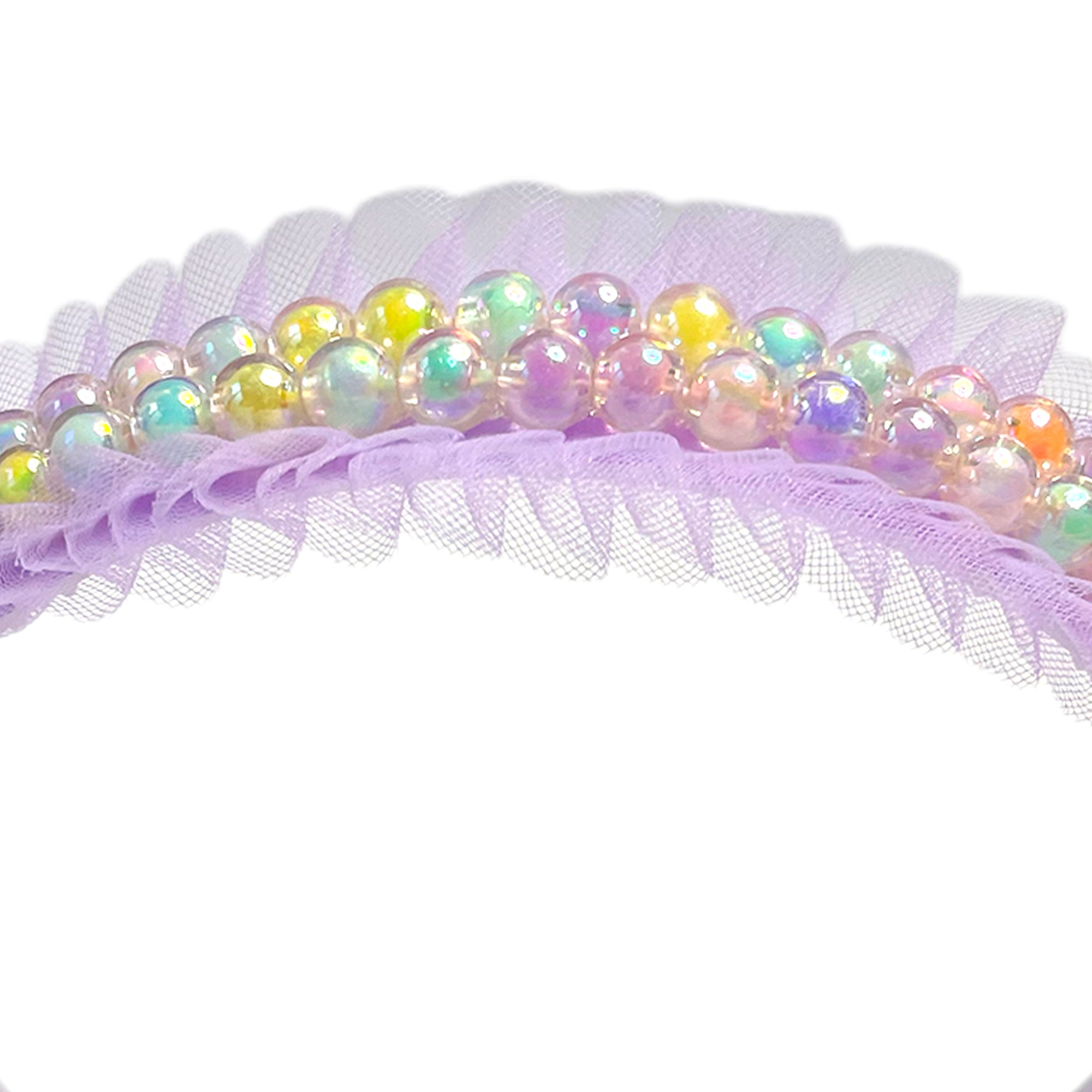 Lavender Pearl and Tulle Hairband with Bows