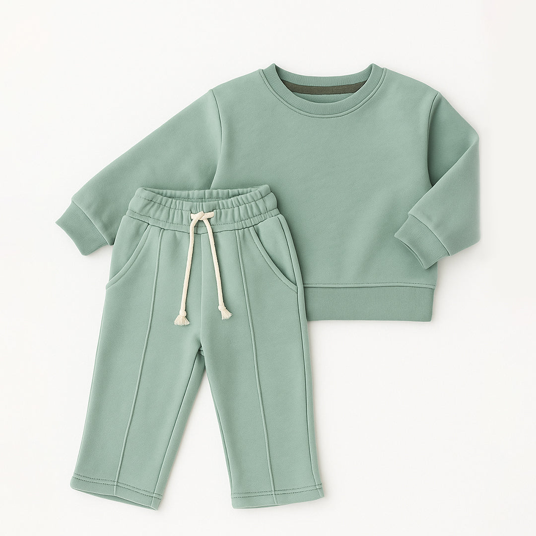 Sky blue Branded Fleece Crewneck Sweatshirt and flare trouser