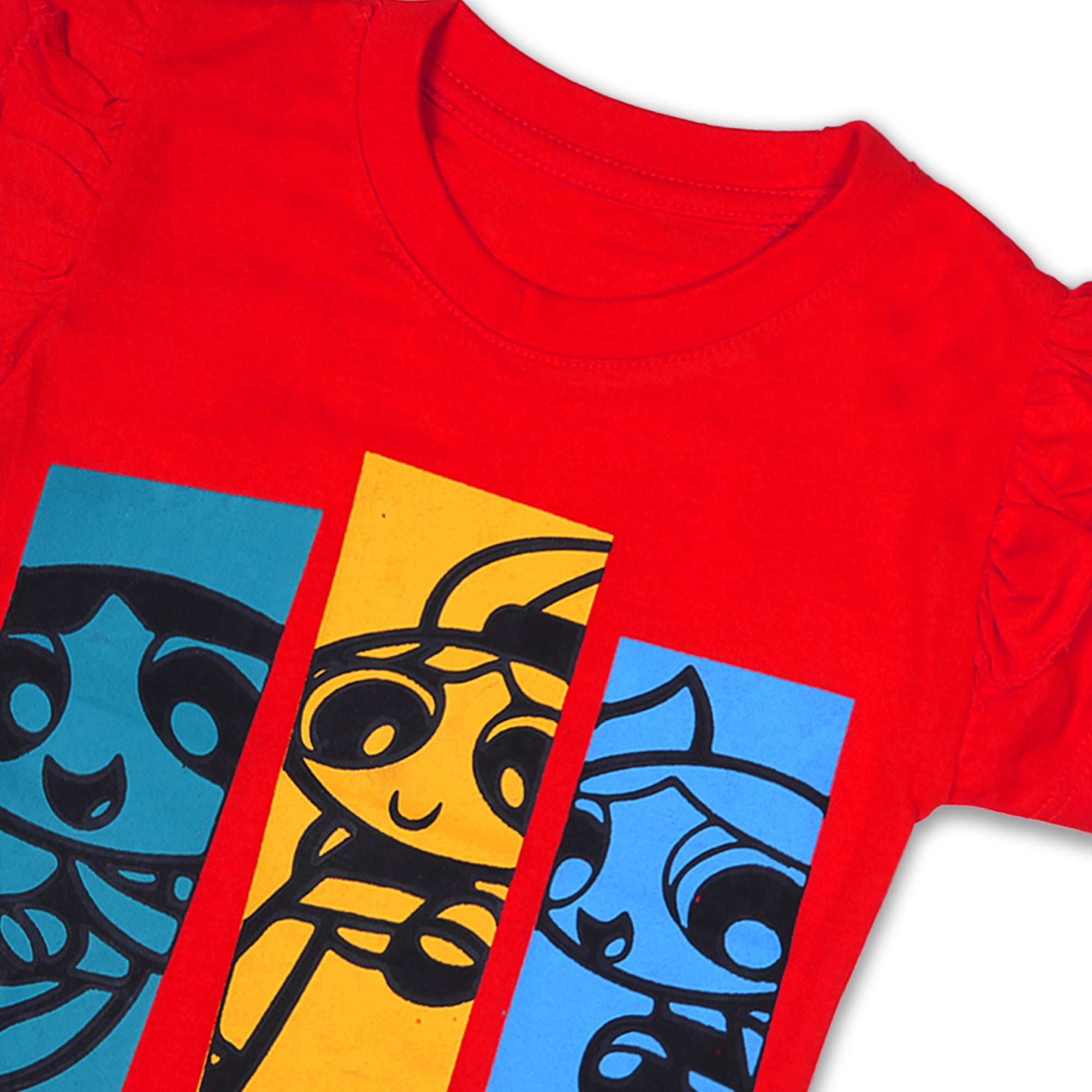 Powerpuff Girls Girls' orange Graphic T-Shirt with Ruffled Sleeves