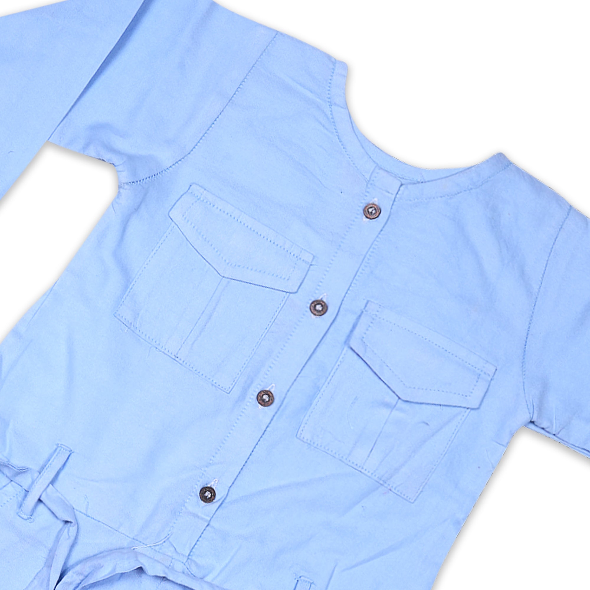 Asymmetrical Light Blue Jumpsuit with Tie Waist