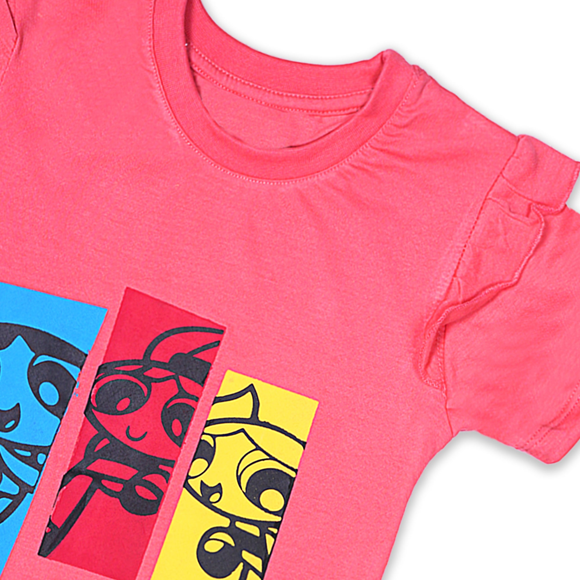 Powerpuff Girls Girls' Pink Graphic T-Shirt with Ruffled Sleeves