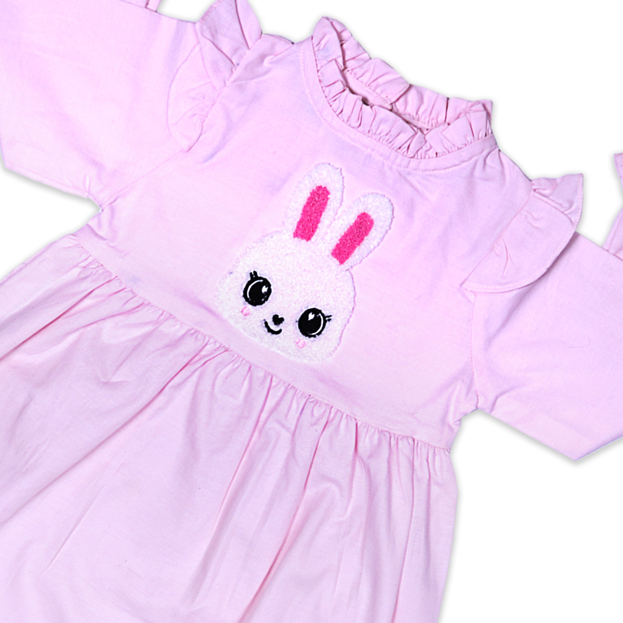 Baby Girls' Pink Bunny Appliqué Frock