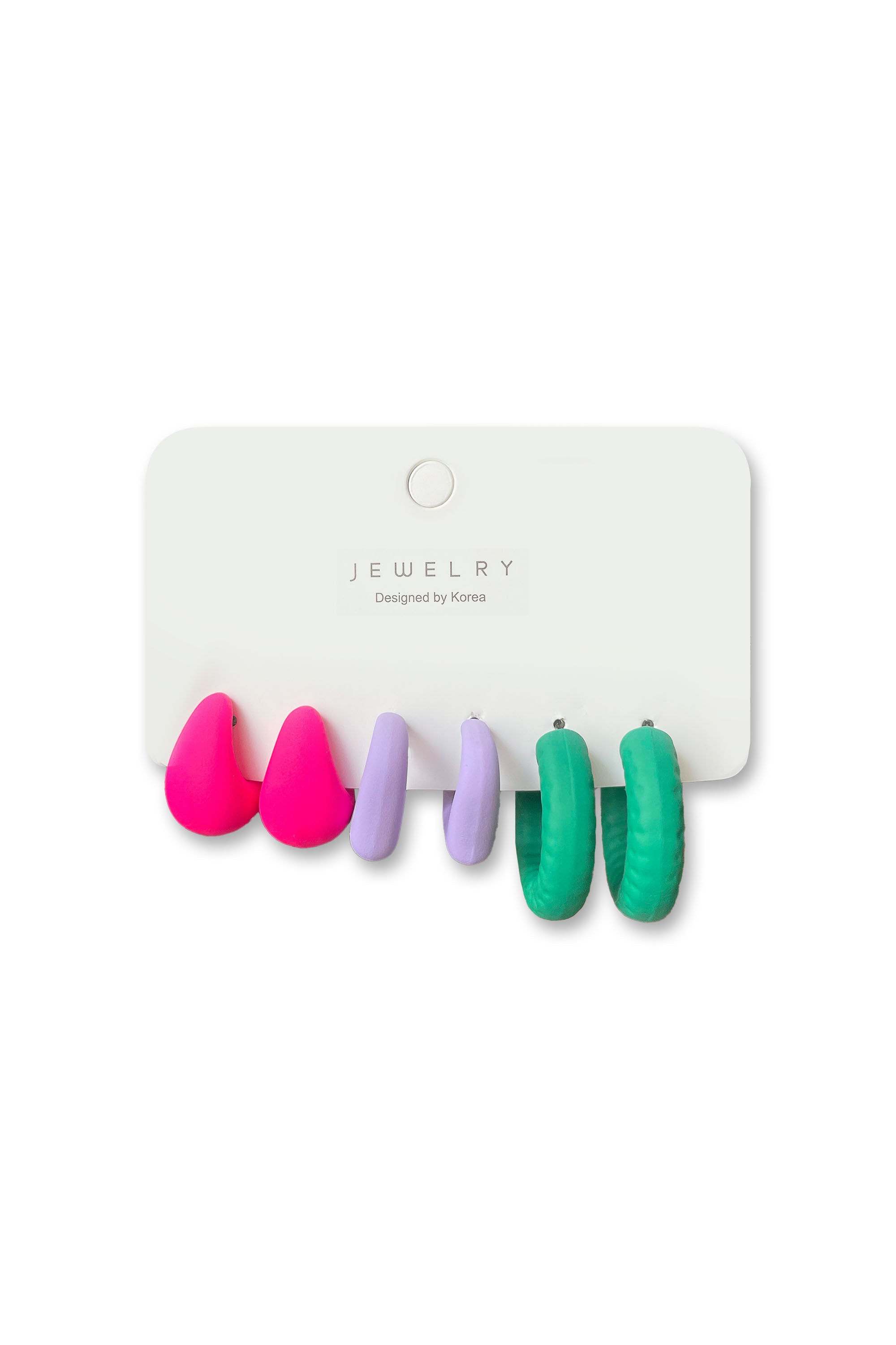 Hot Pink, Lavender & Teal Hoop Earring Set