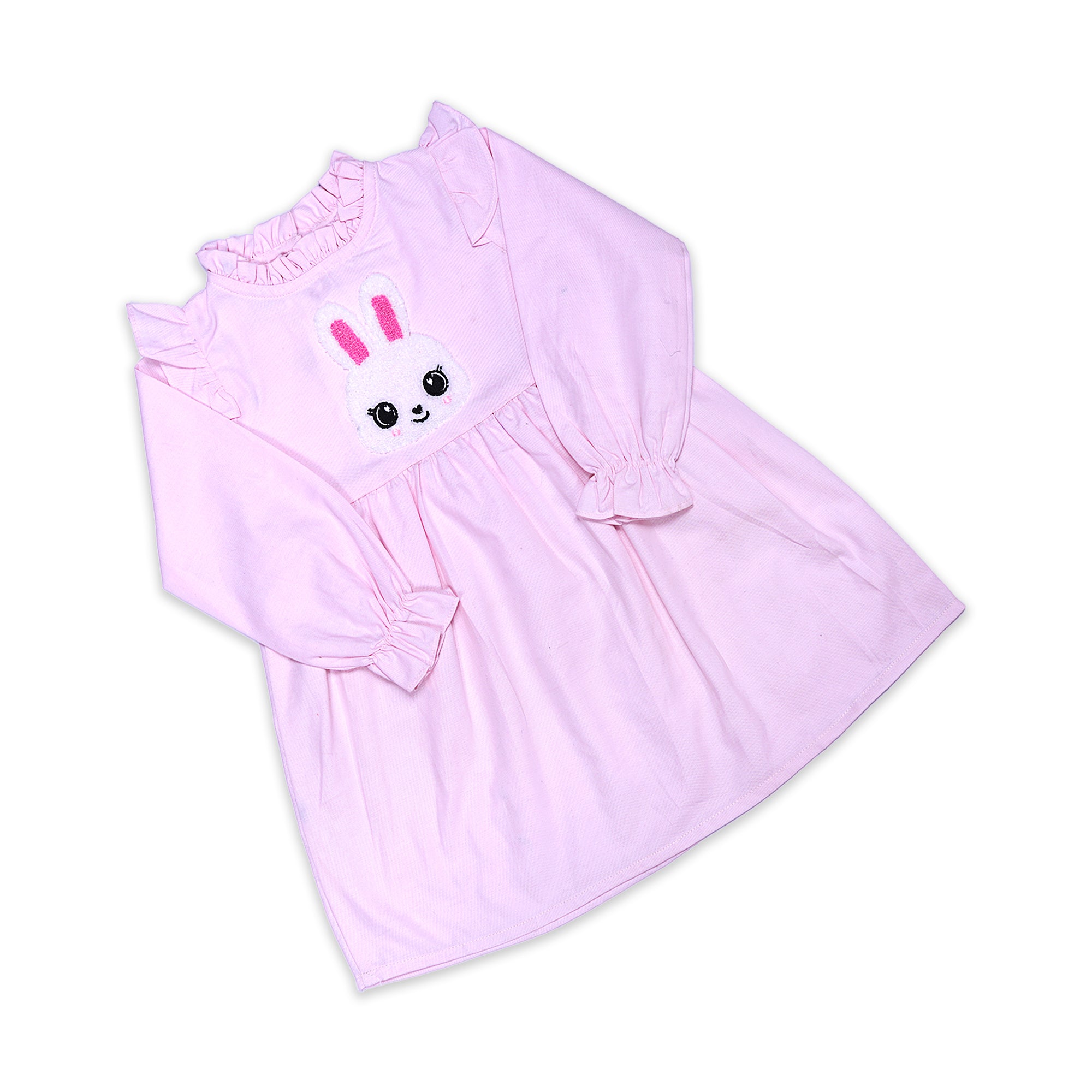 Baby Girls' Pink Bunny Appliqué Frock