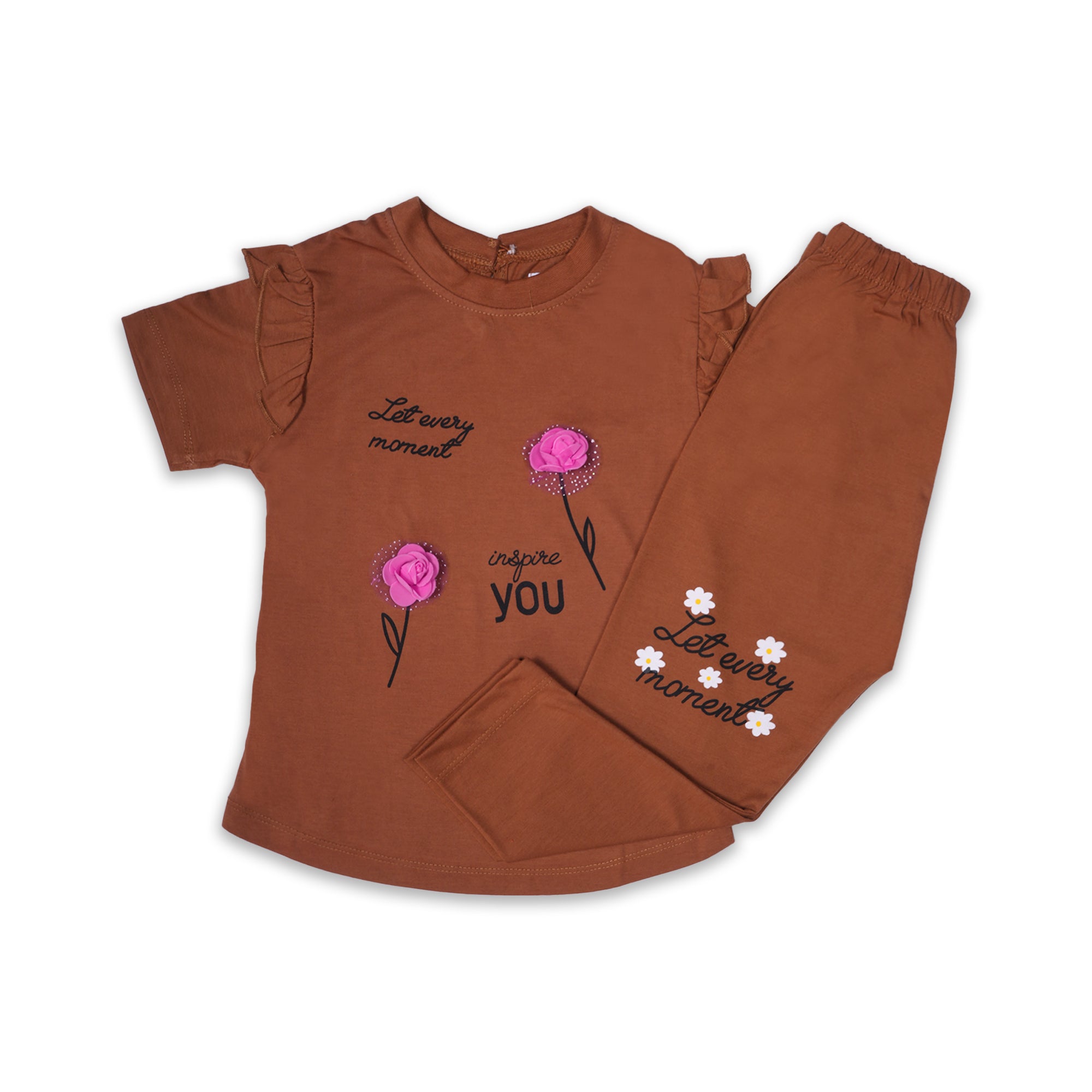Kjunction Girls' Brown Inspirational 2-Piece Set