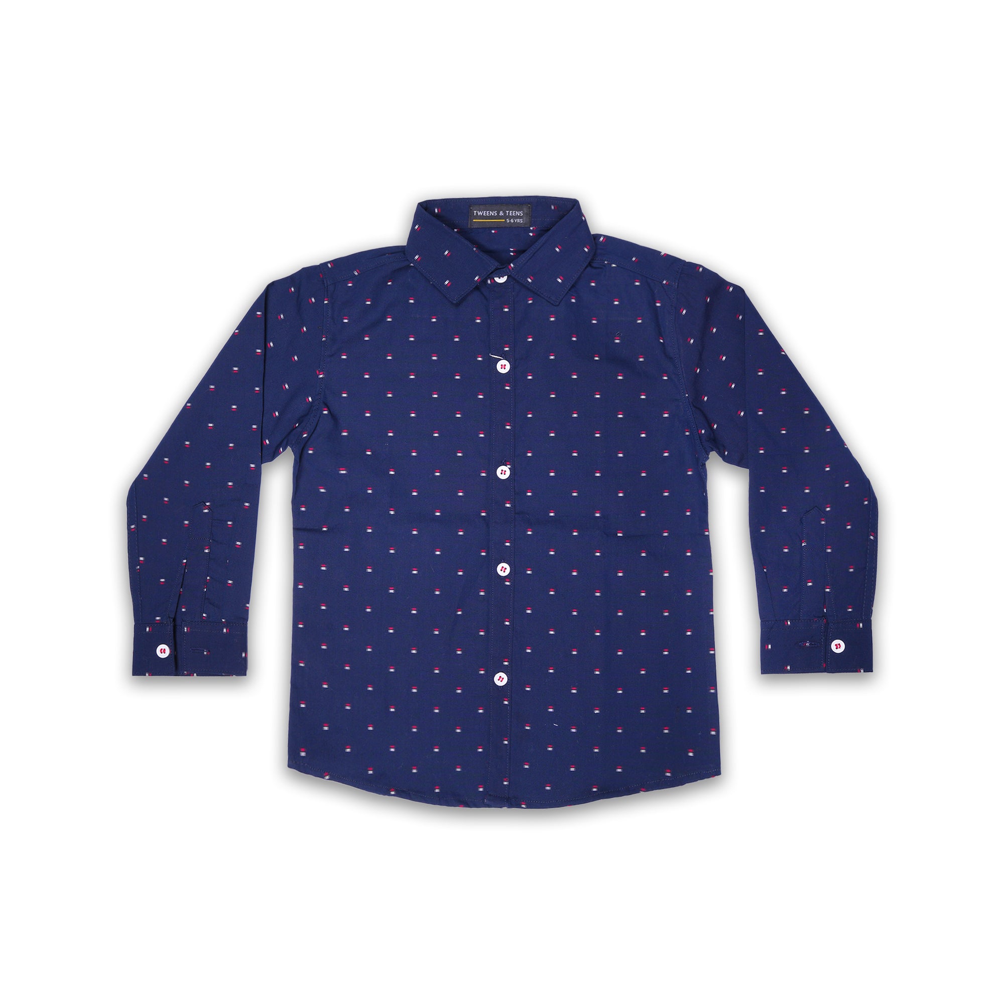 TWEEN A TEEN Boys' Navy Slim Fit Print Casual Shirt