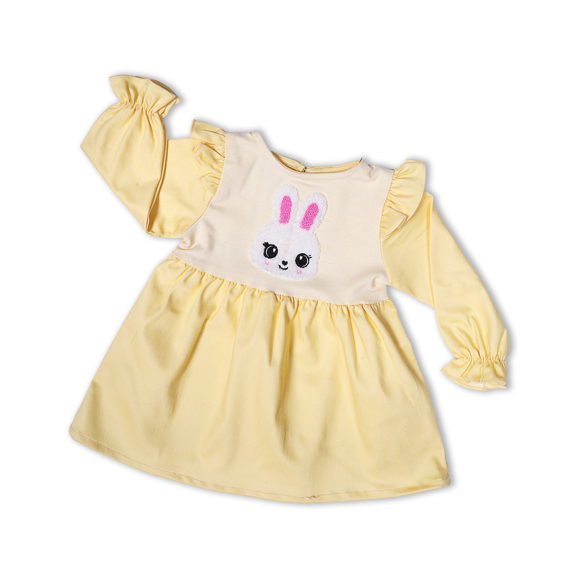 Baby Girls' Yellow Bunny Appliqué Frock