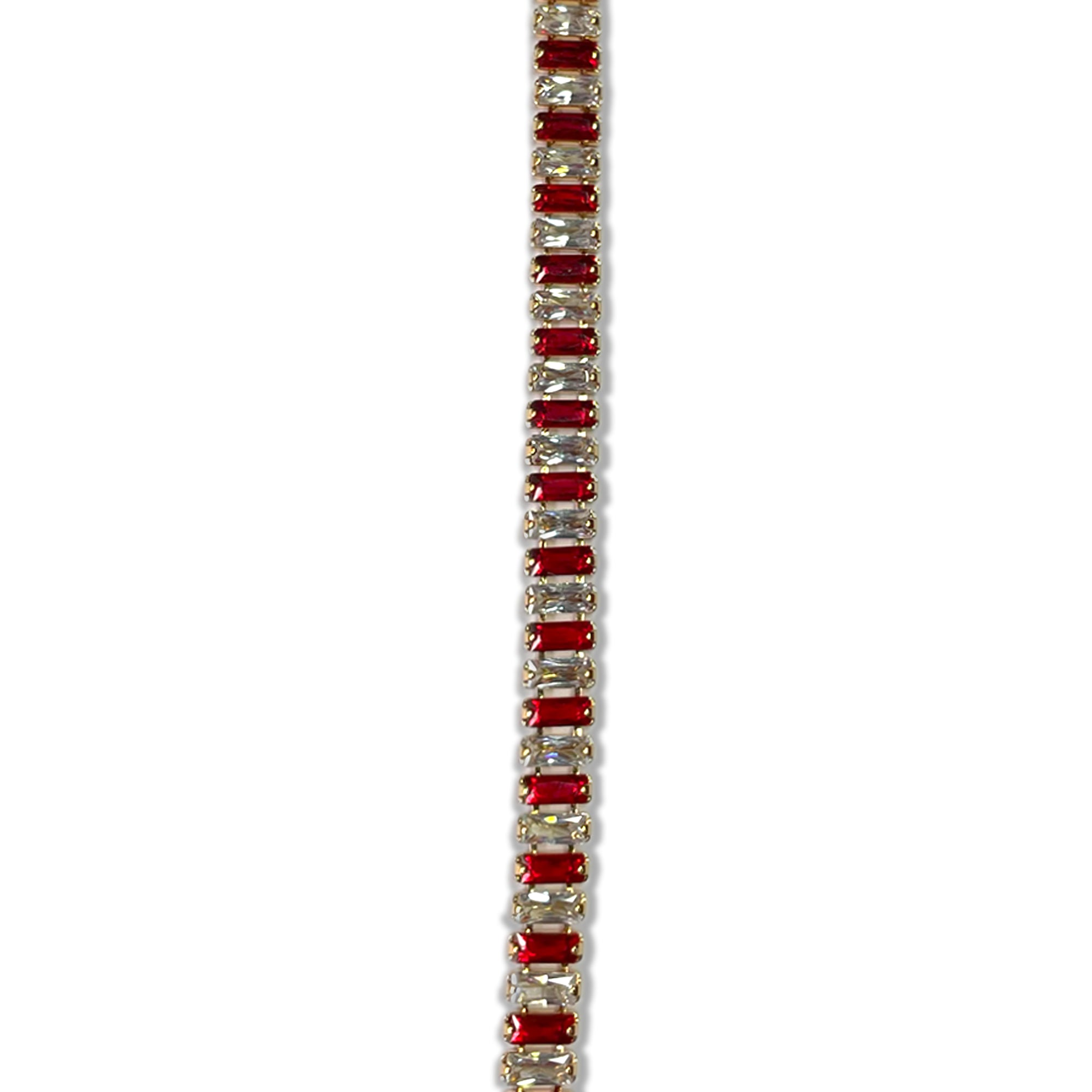 Ruby & Crystal Baguette Link Bracelet