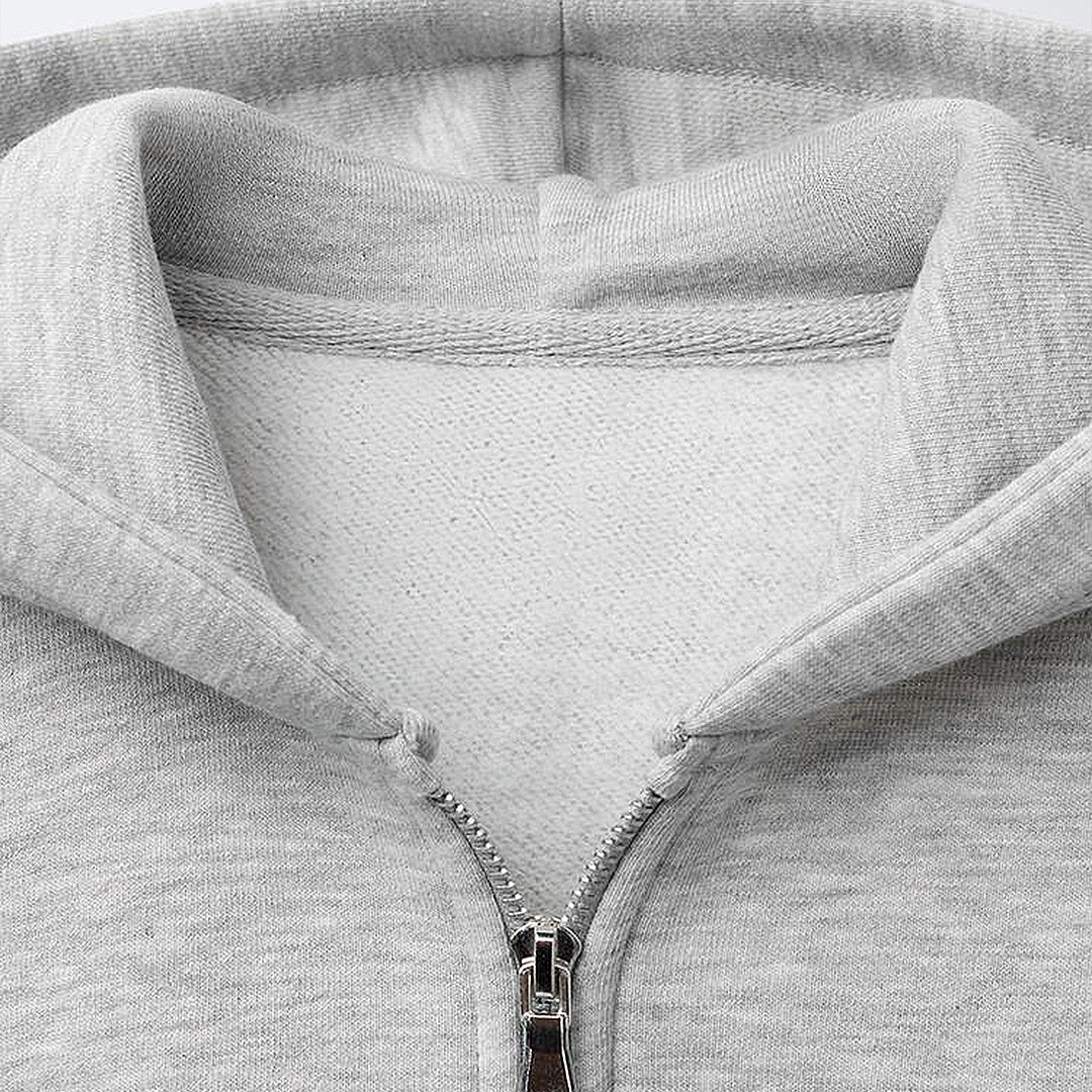 Everyday Essential Grey Melange Full-Zip Hoodie