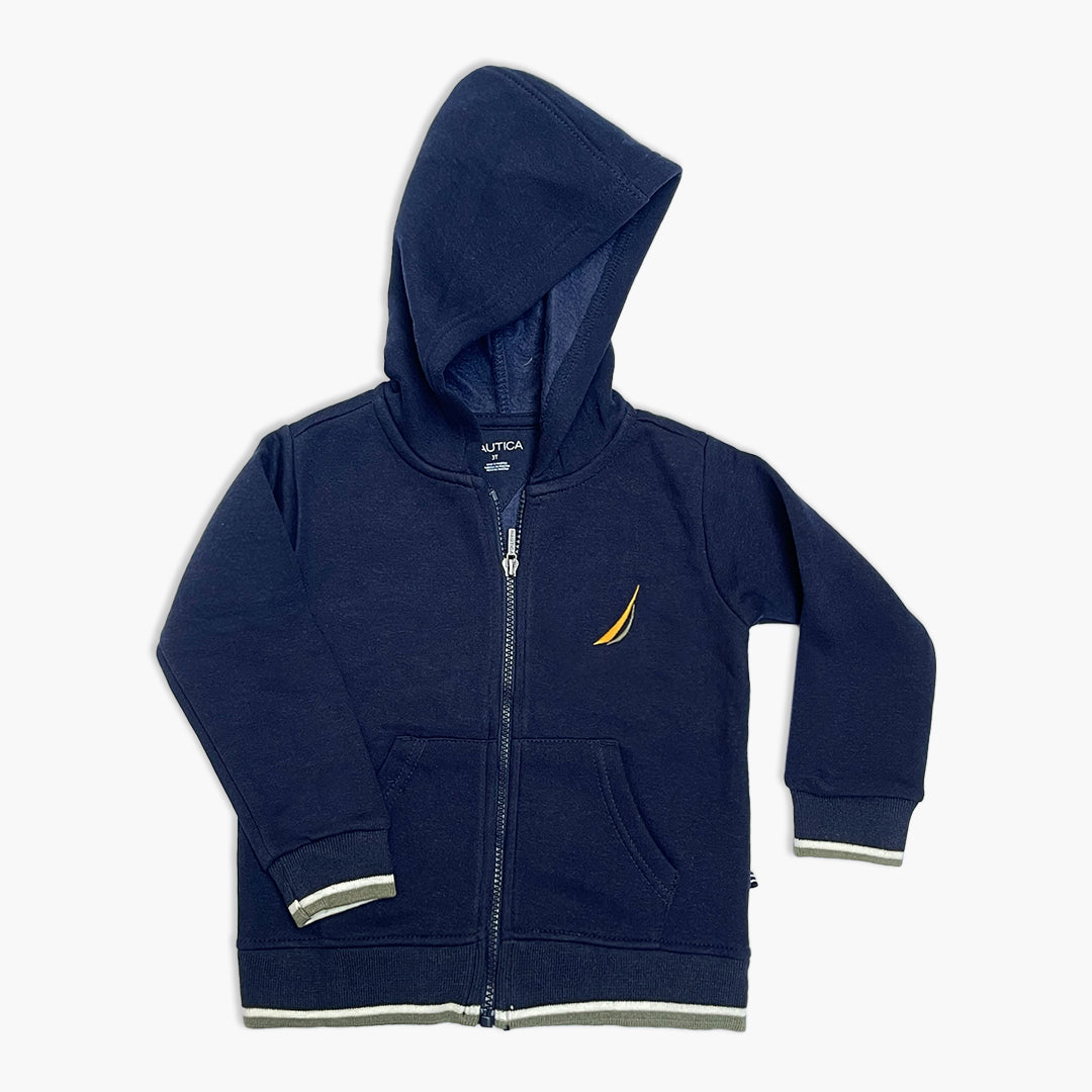 Nautica Kids' Navy Blue Zip-Up Hoodie & Jogger Tracksuit Set | Classic Fleece Co-ord