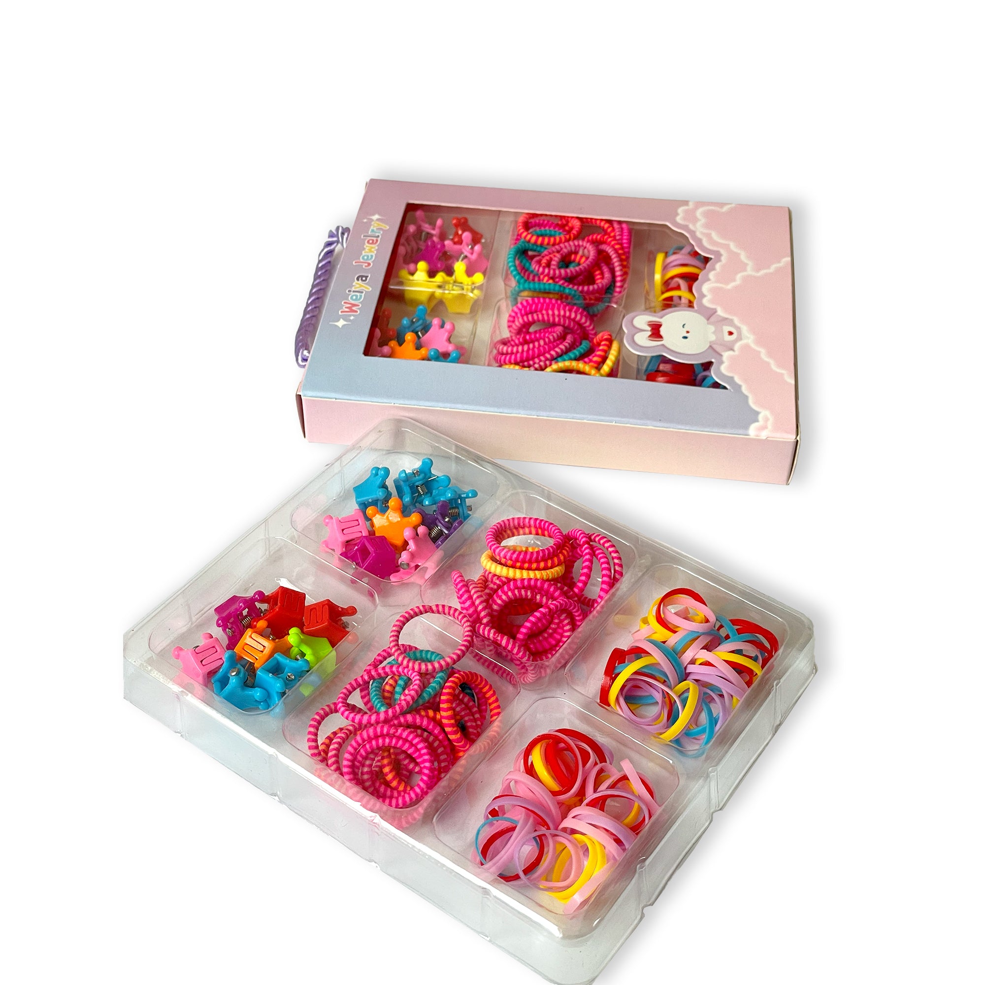 Rainbow Hair Accessory Kit for Children in Pastel Cloud Box