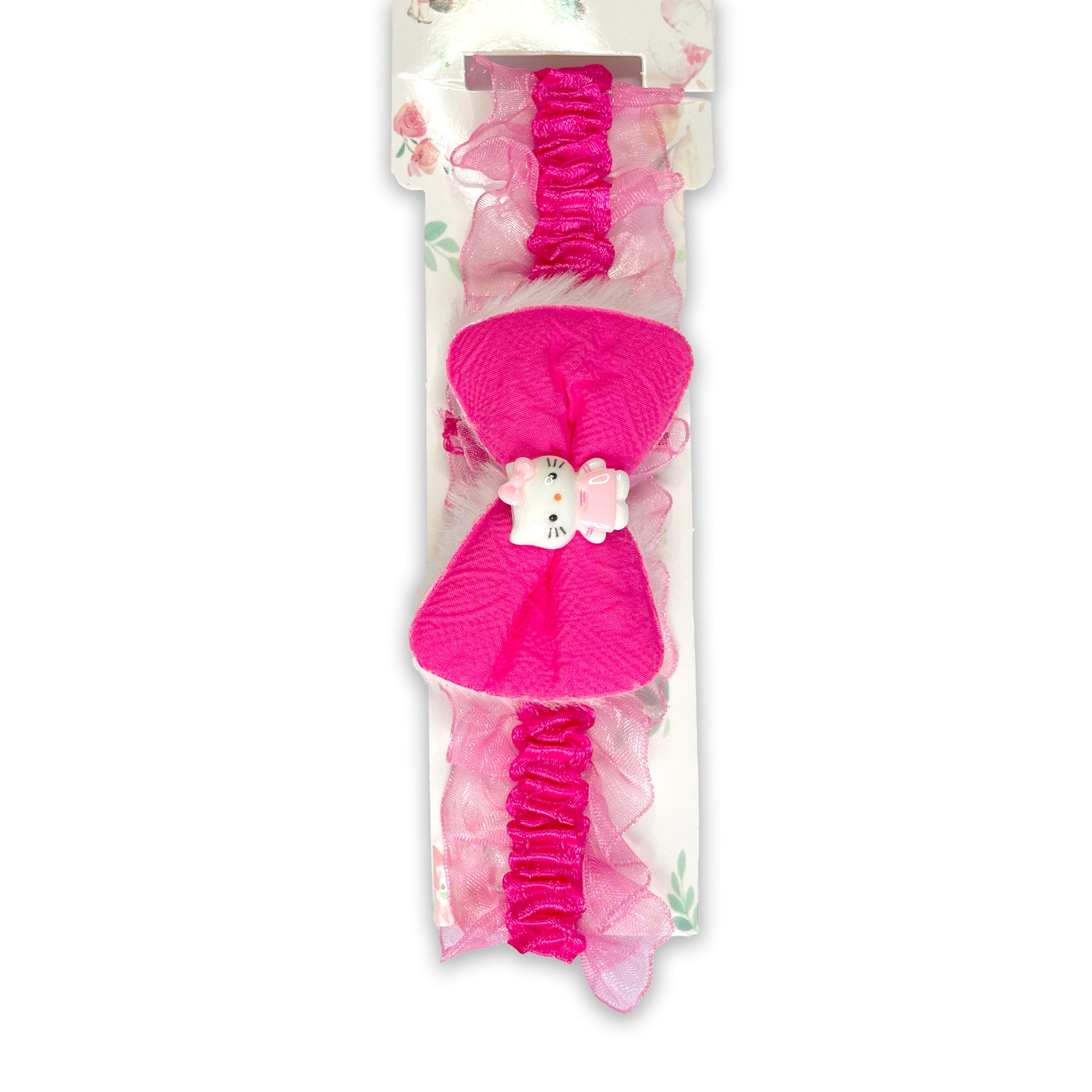 Pink  Baby Headband with Bow and Ruffles