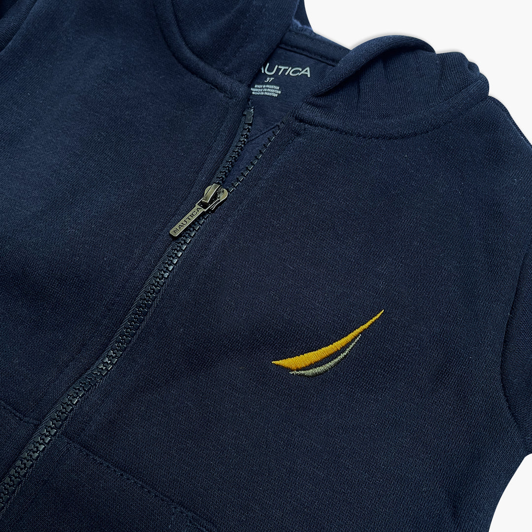 Nautica Kids' Navy Blue Zip-Up Hoodie & Jogger Tracksuit Set | Classic Fleece Co-ord