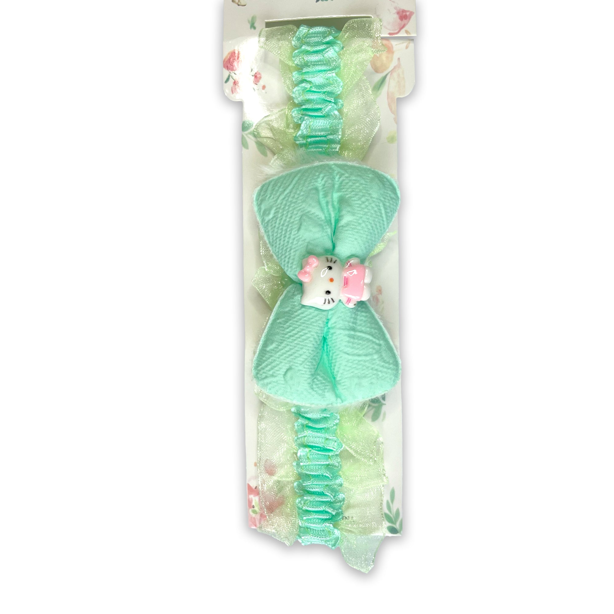 Mint Green Baby Headband with Bow and Ruffles