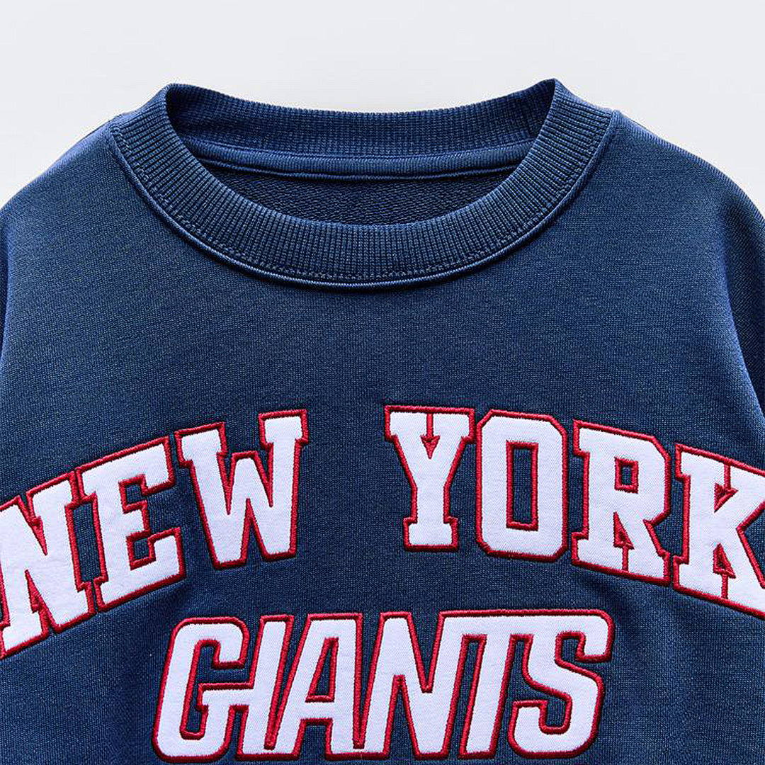 Navy Blue Graphic Crewneck Sweatshirt