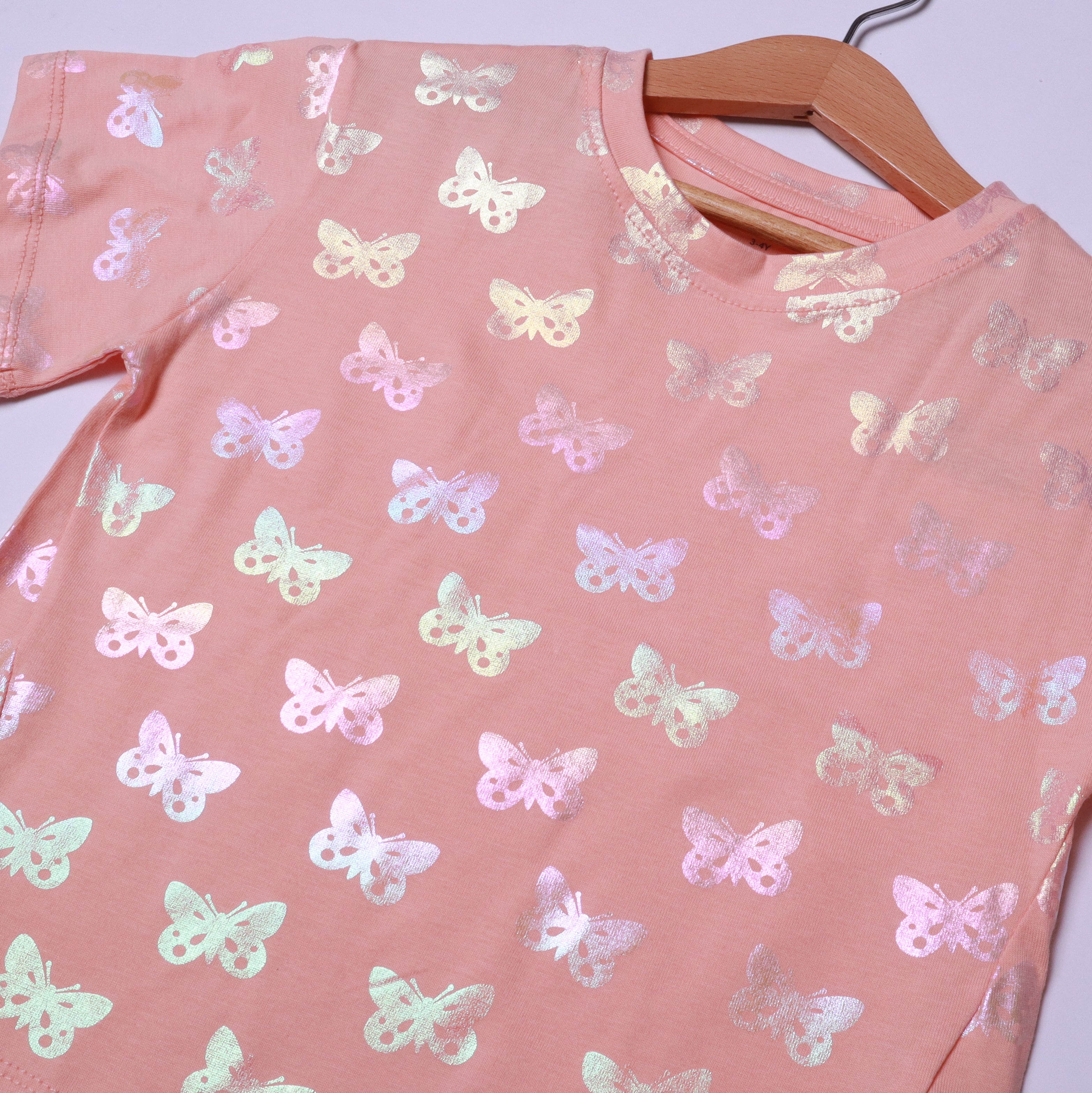 Girls' Pink Butterfly Print Crop Top