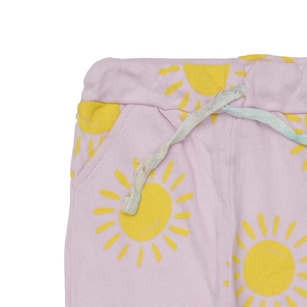 Classic Comfort Pink Trousers with Sun Design