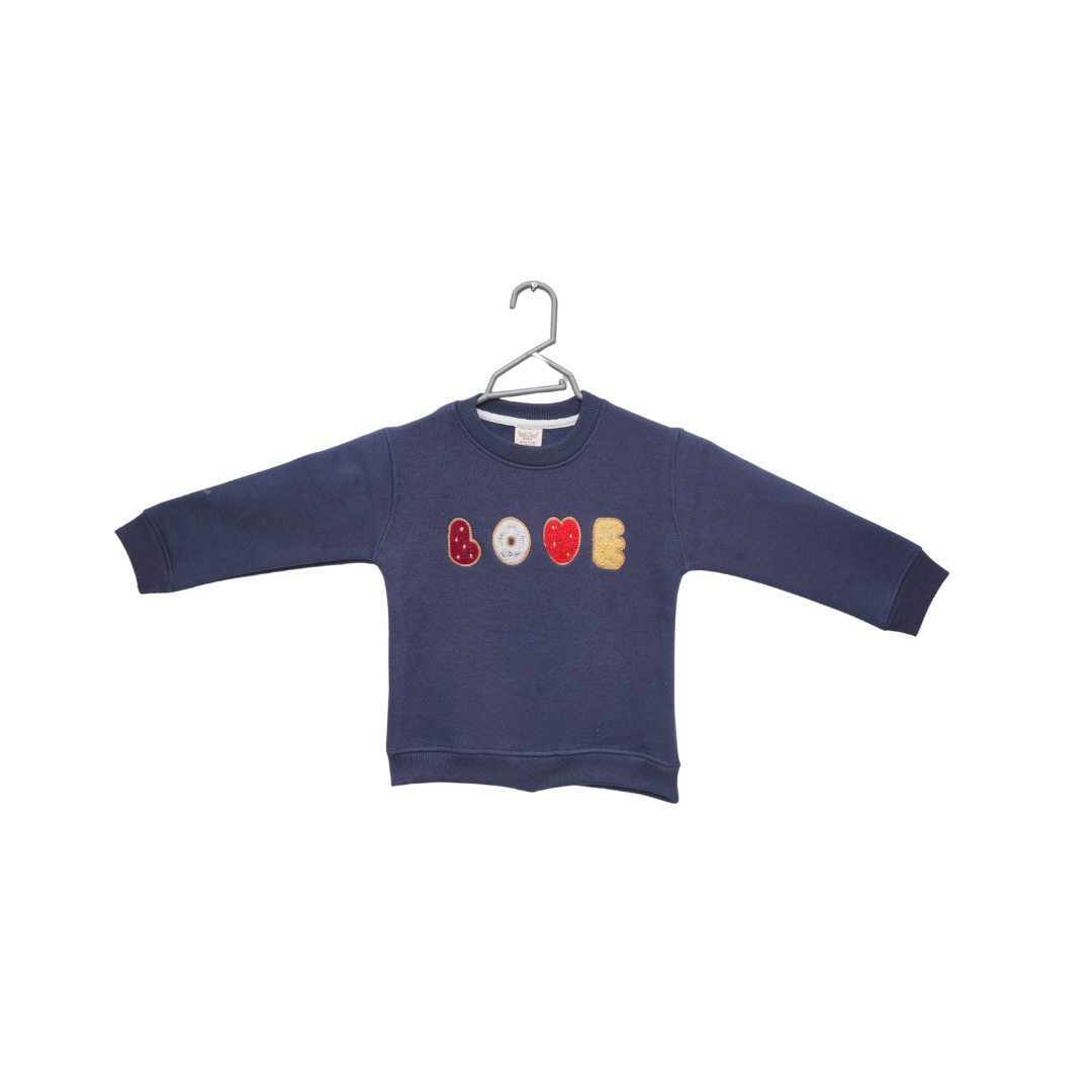 Love Embroidered Sweatshirt - Blue