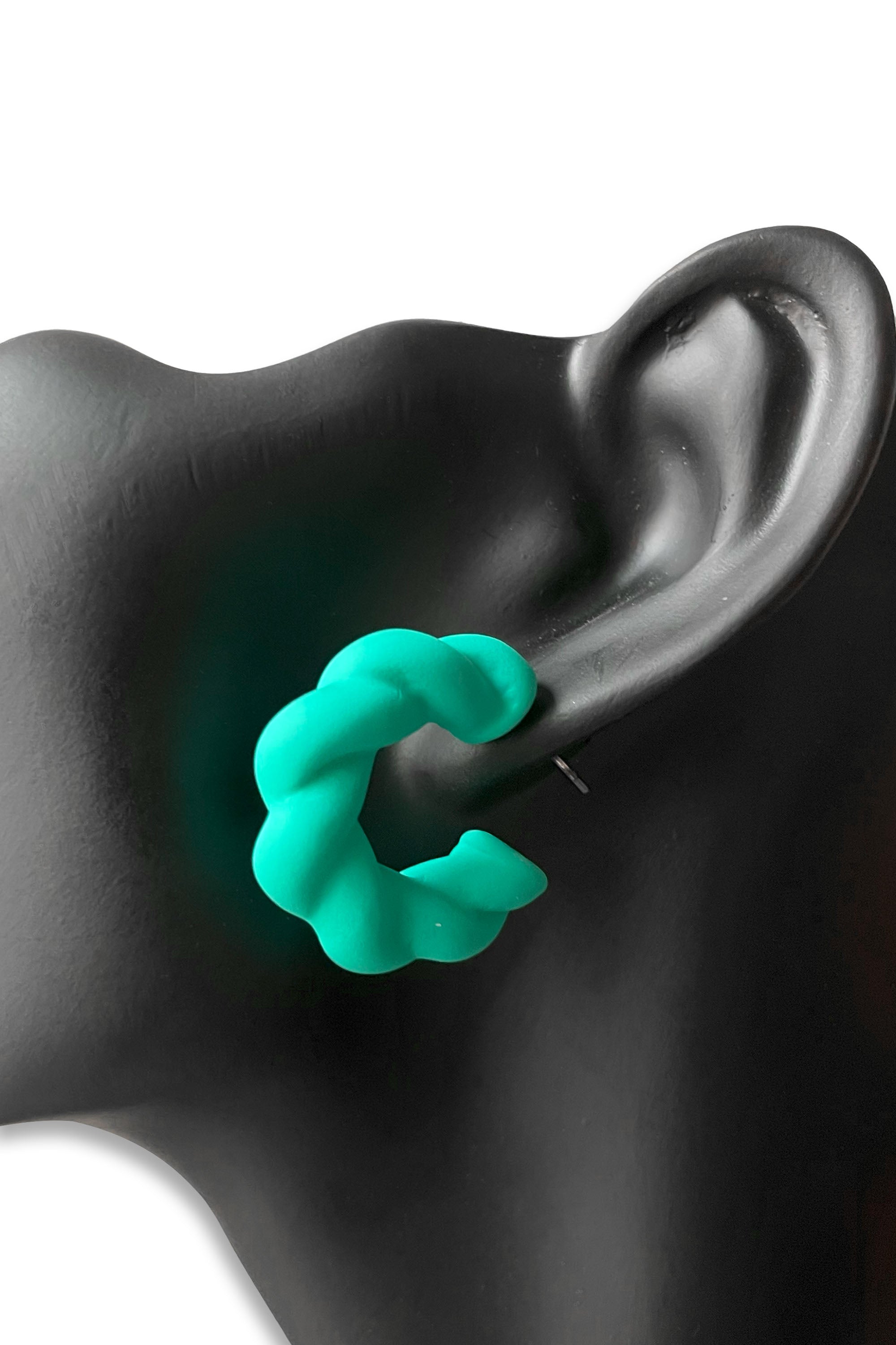 Teal Twist Ceramic Earrings