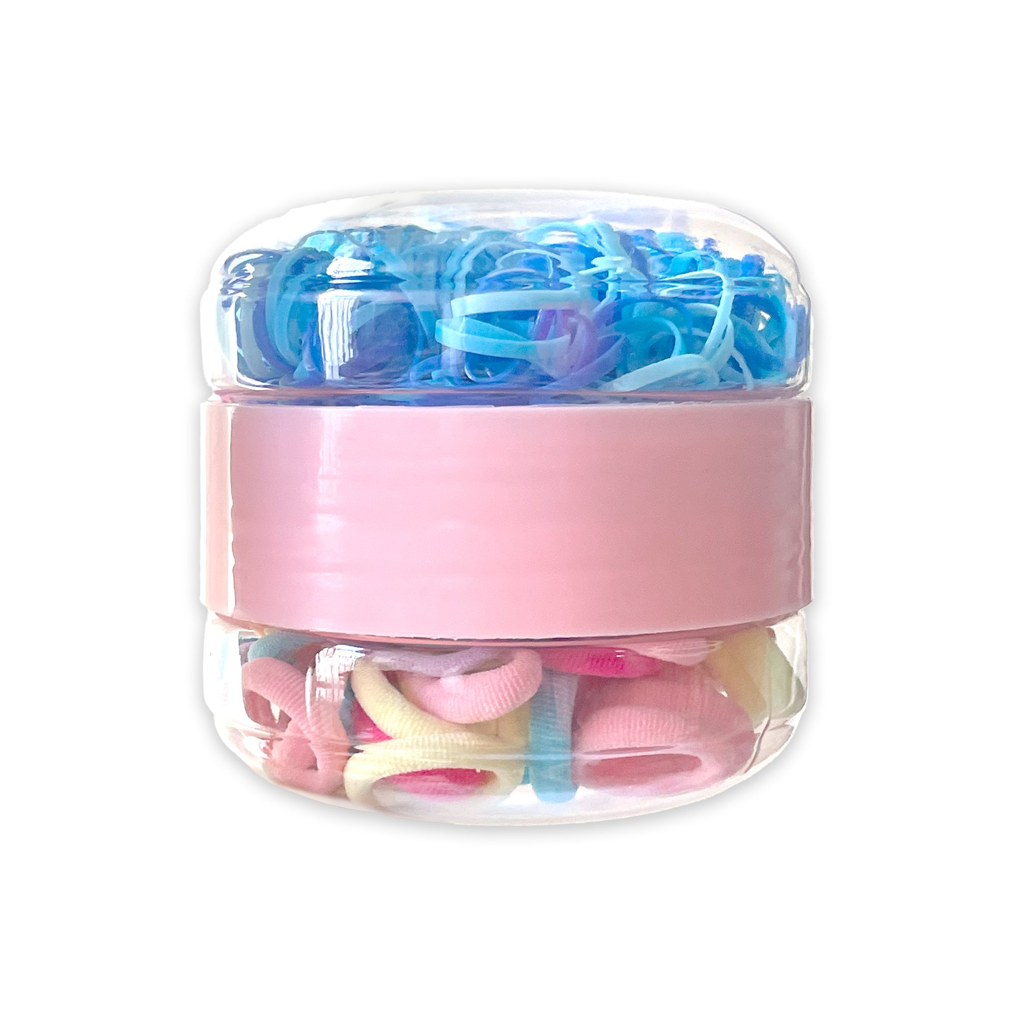 Blue Rubber Bands Multi Colorful Hair Ties and in Stackable Plastic Container